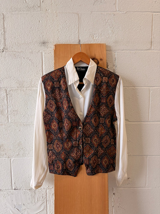 Vtg Blouse With Attached Vest : S (As Is)