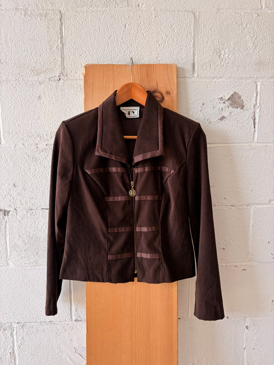 Vtg Brown Zip Up Jacket : M