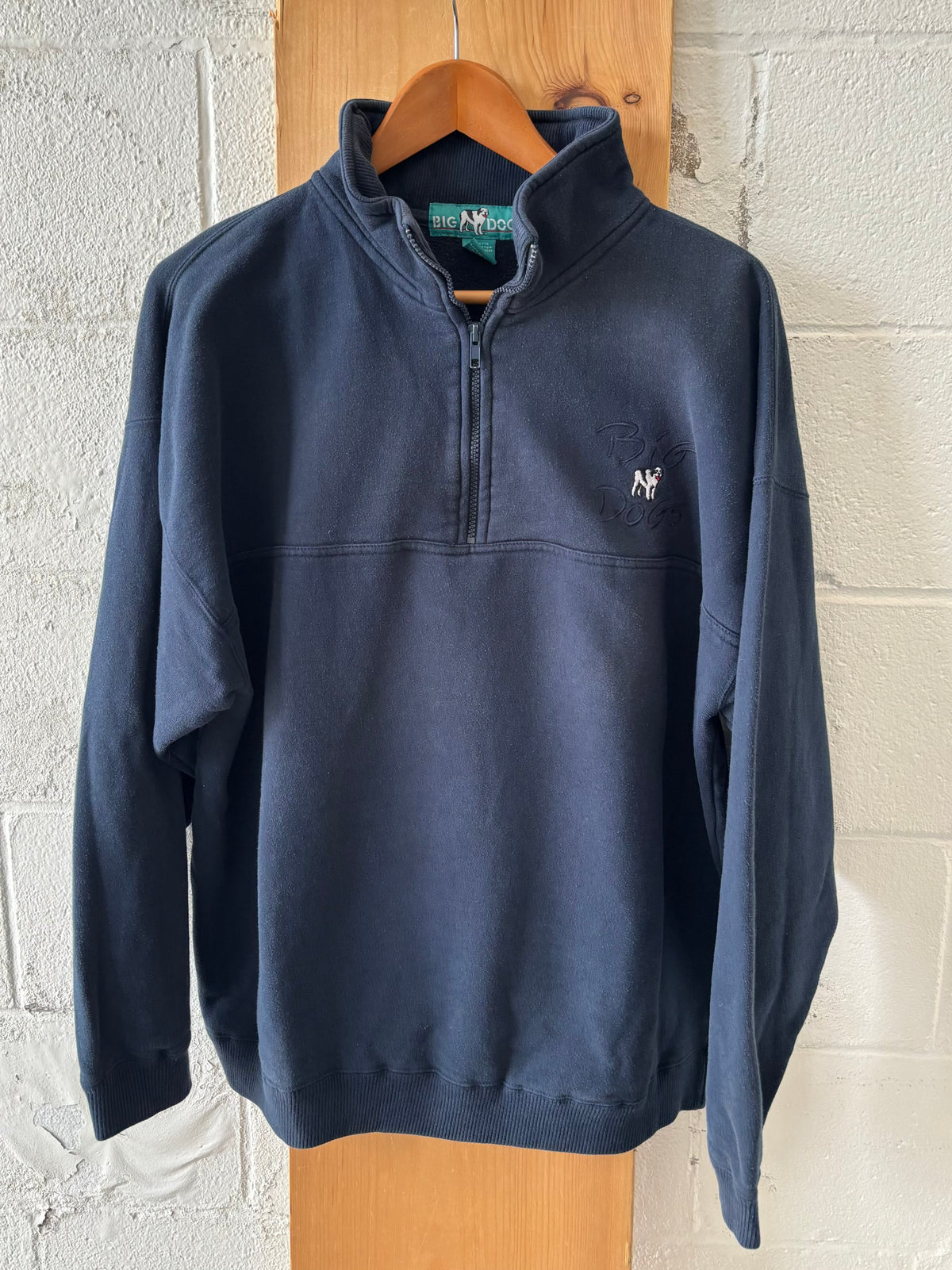 Vtg Big Dogs Navy 1/4 Zip : XL