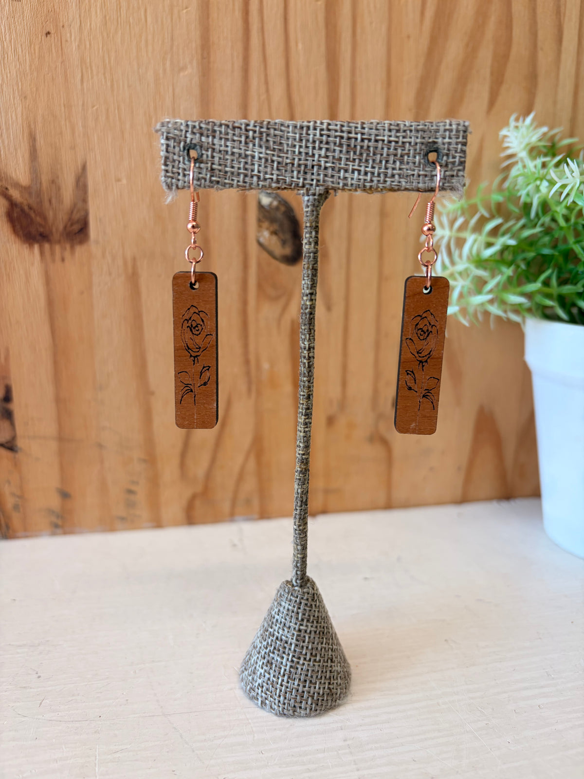 Floral Wooden Earrings