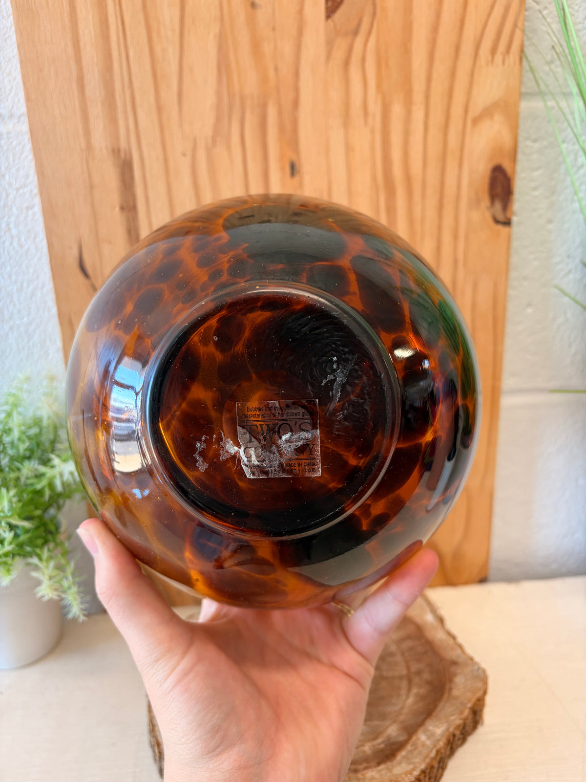 Two’s Company Handblown Glass Tortoiseshell Vase (Local Pick Up Only)