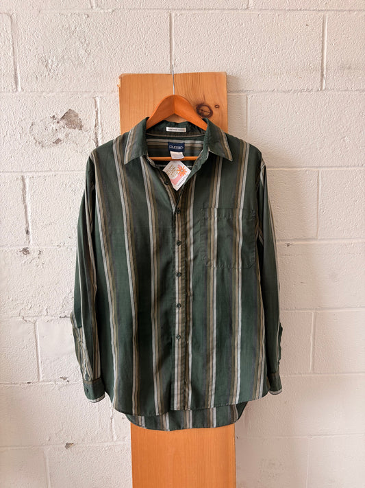 Vtg Striped Button Down : L