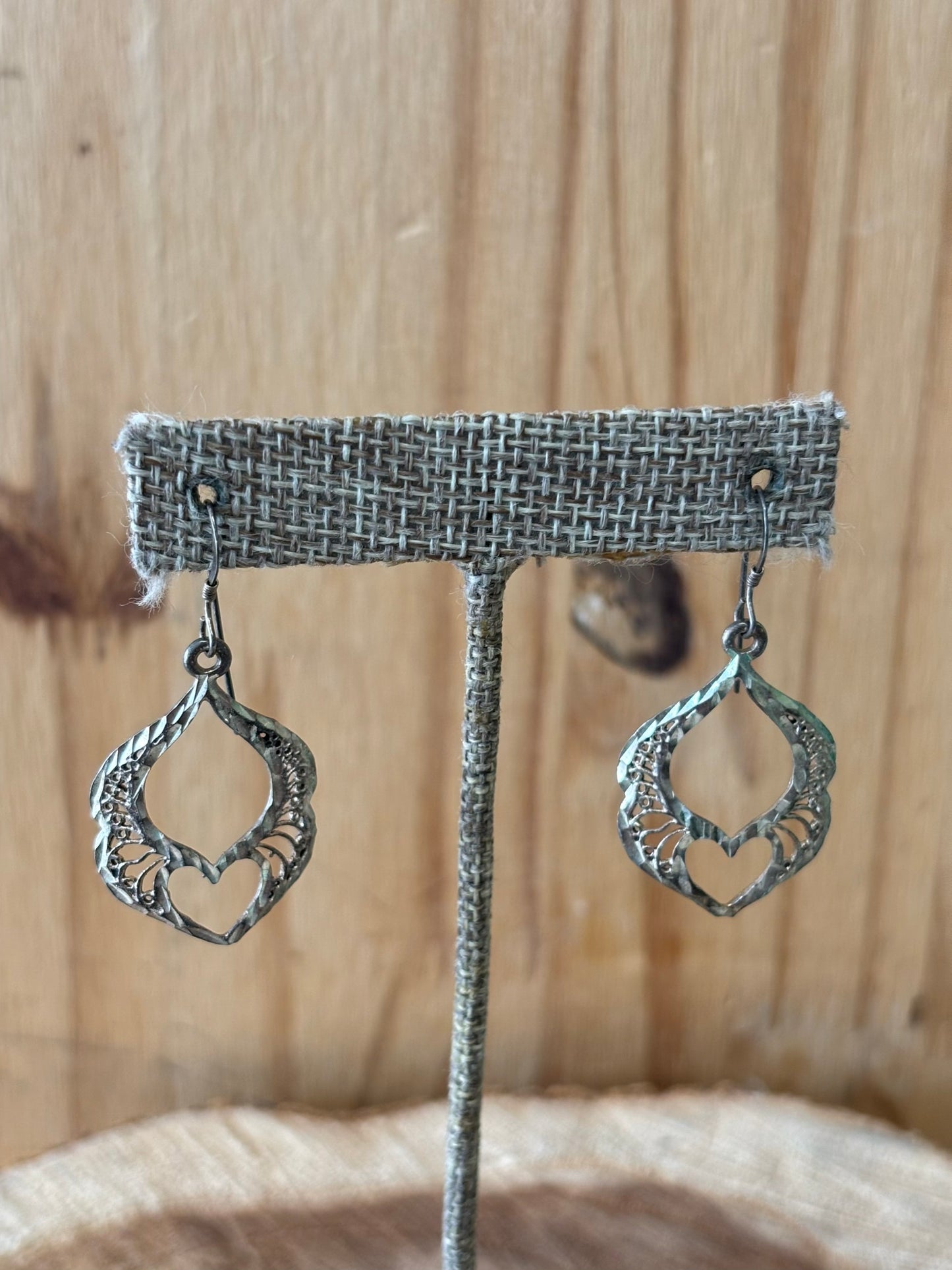 Silver Tone Heart Earrings