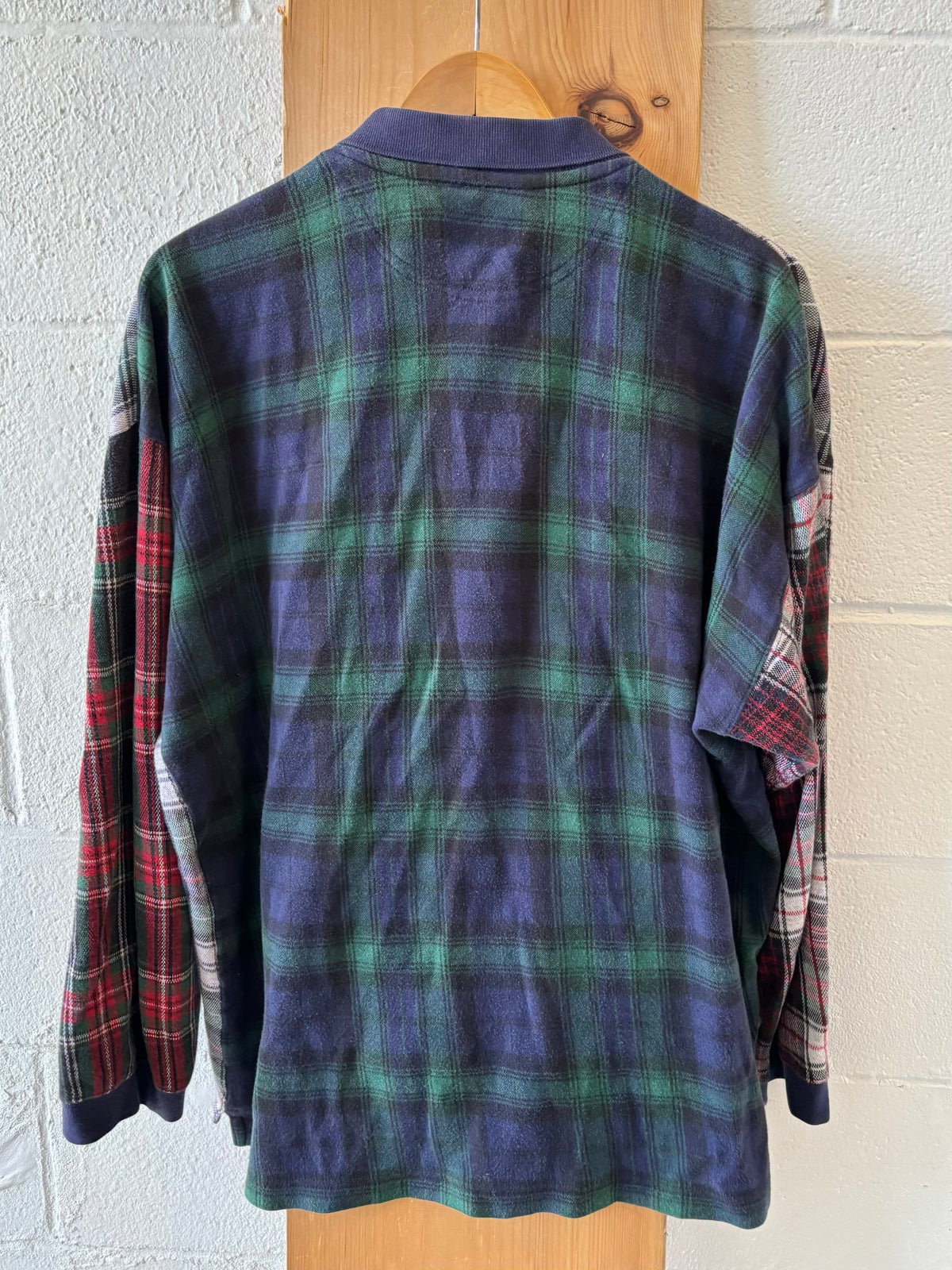 Vtg Plaid Long Sleeve Polo : L
