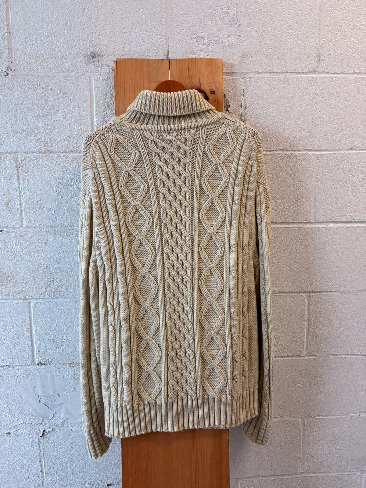 Vtg Cable Knit Turtleneck Sweater : XL