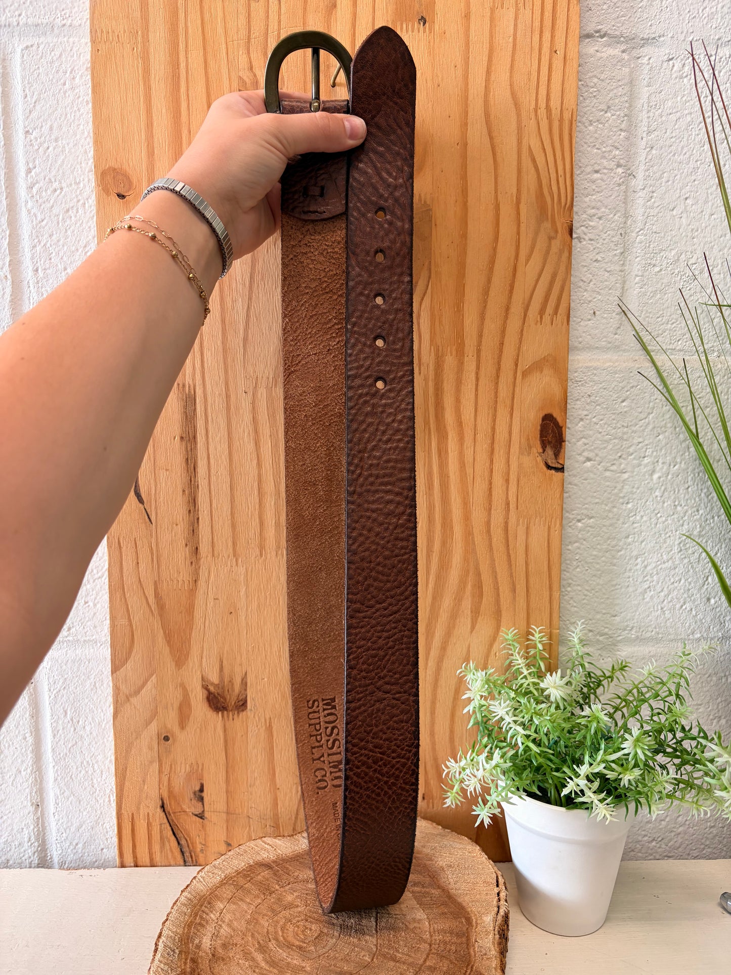 Classic Brown Leather Belt : L