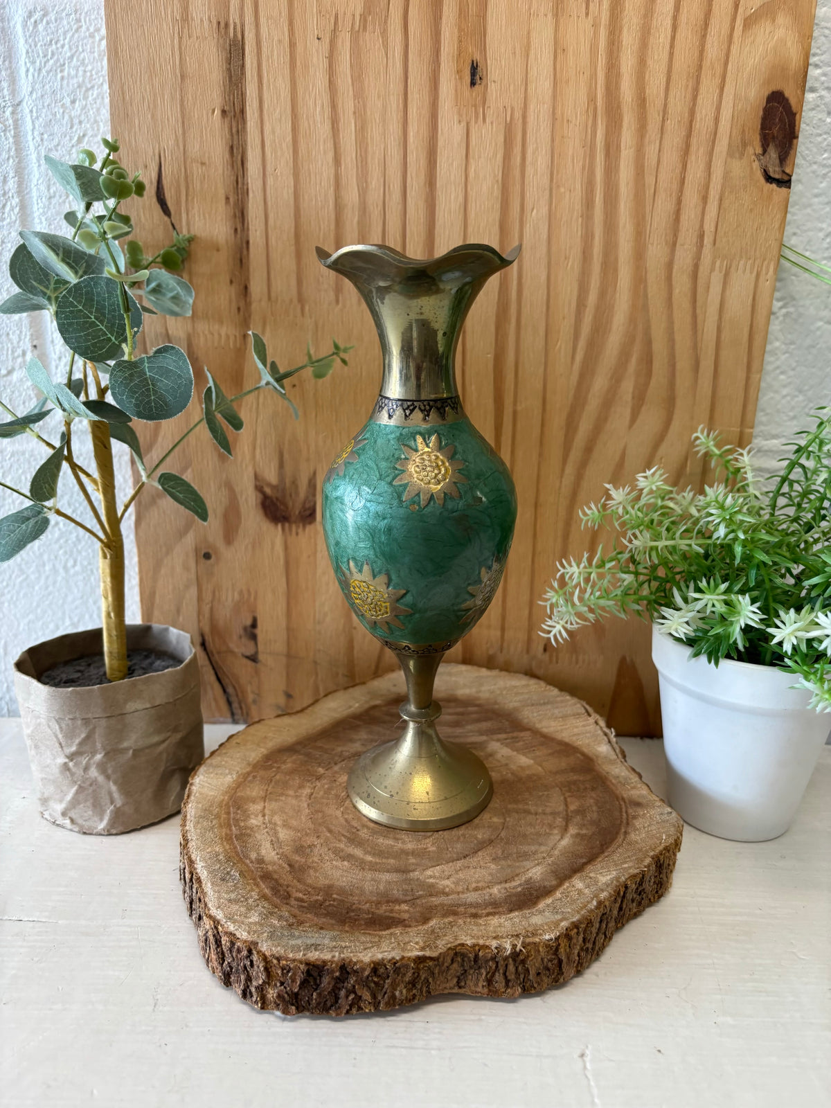 Vtg Brass Vase : 8” (Local Pickup Only)