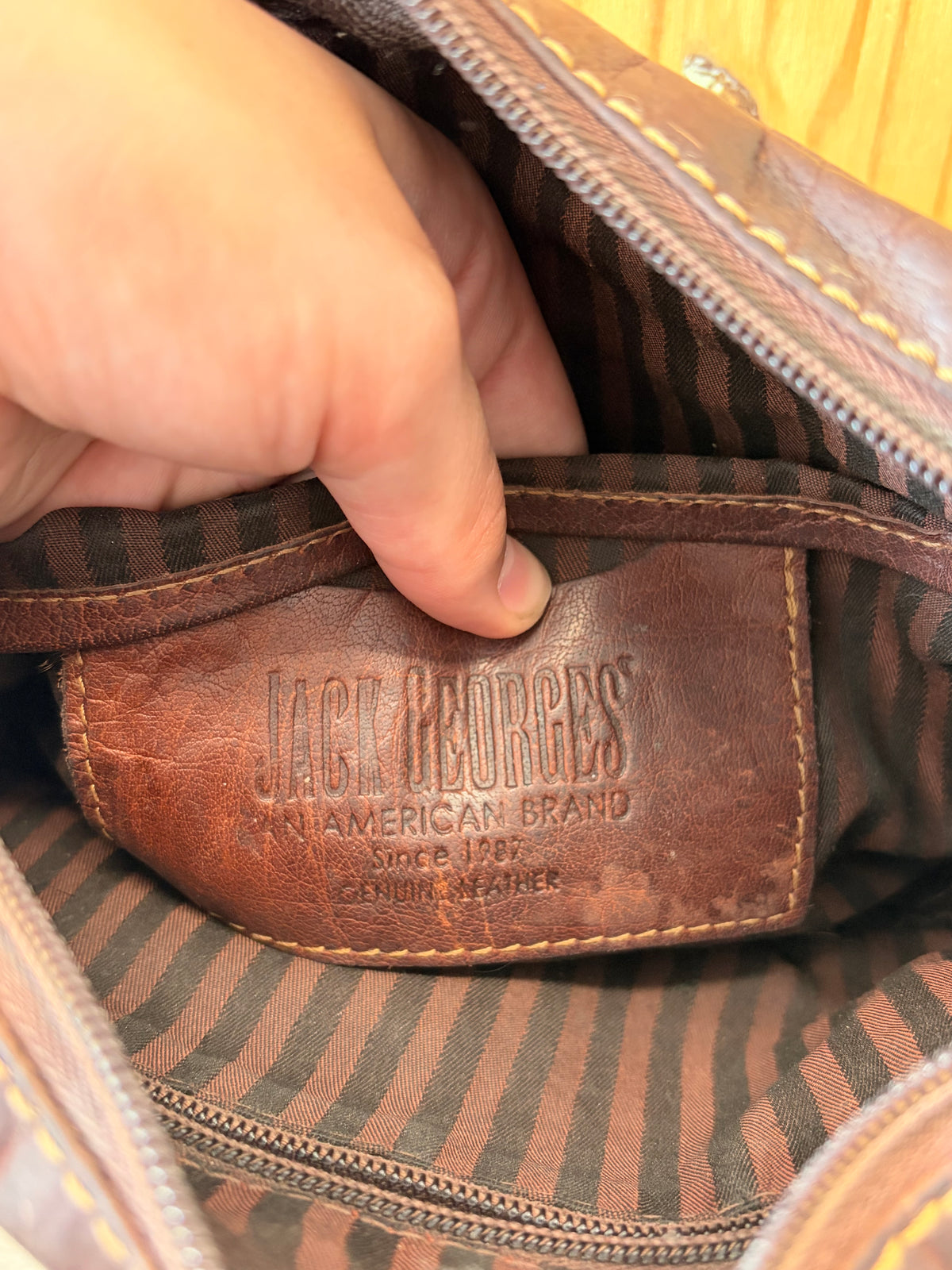 Vtg Jack Georges Brown Leather Voyager Bag