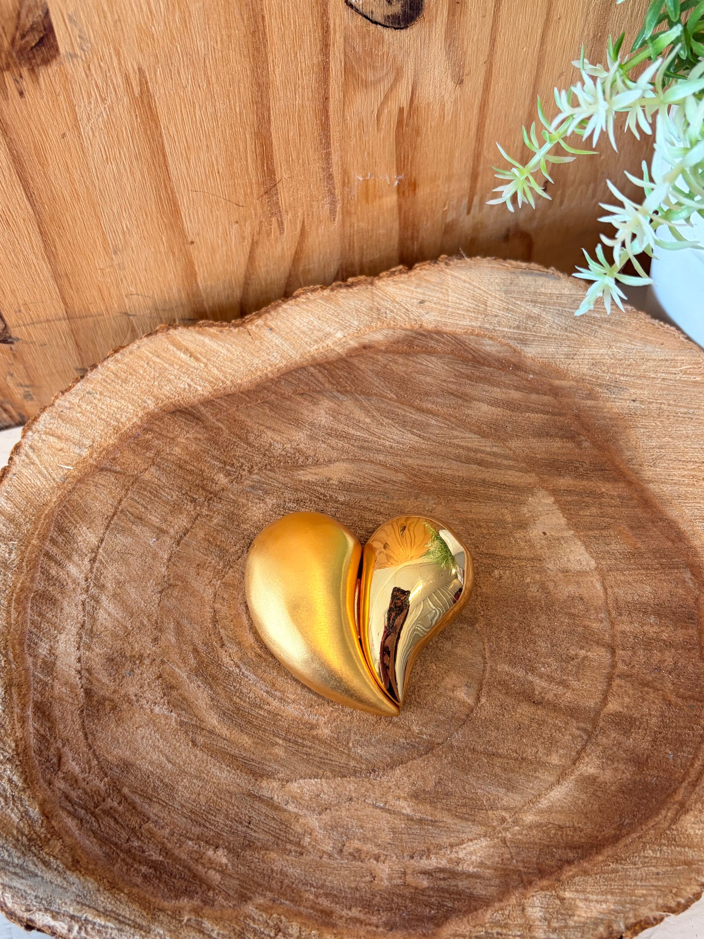 Gold Tone Heart Brooch