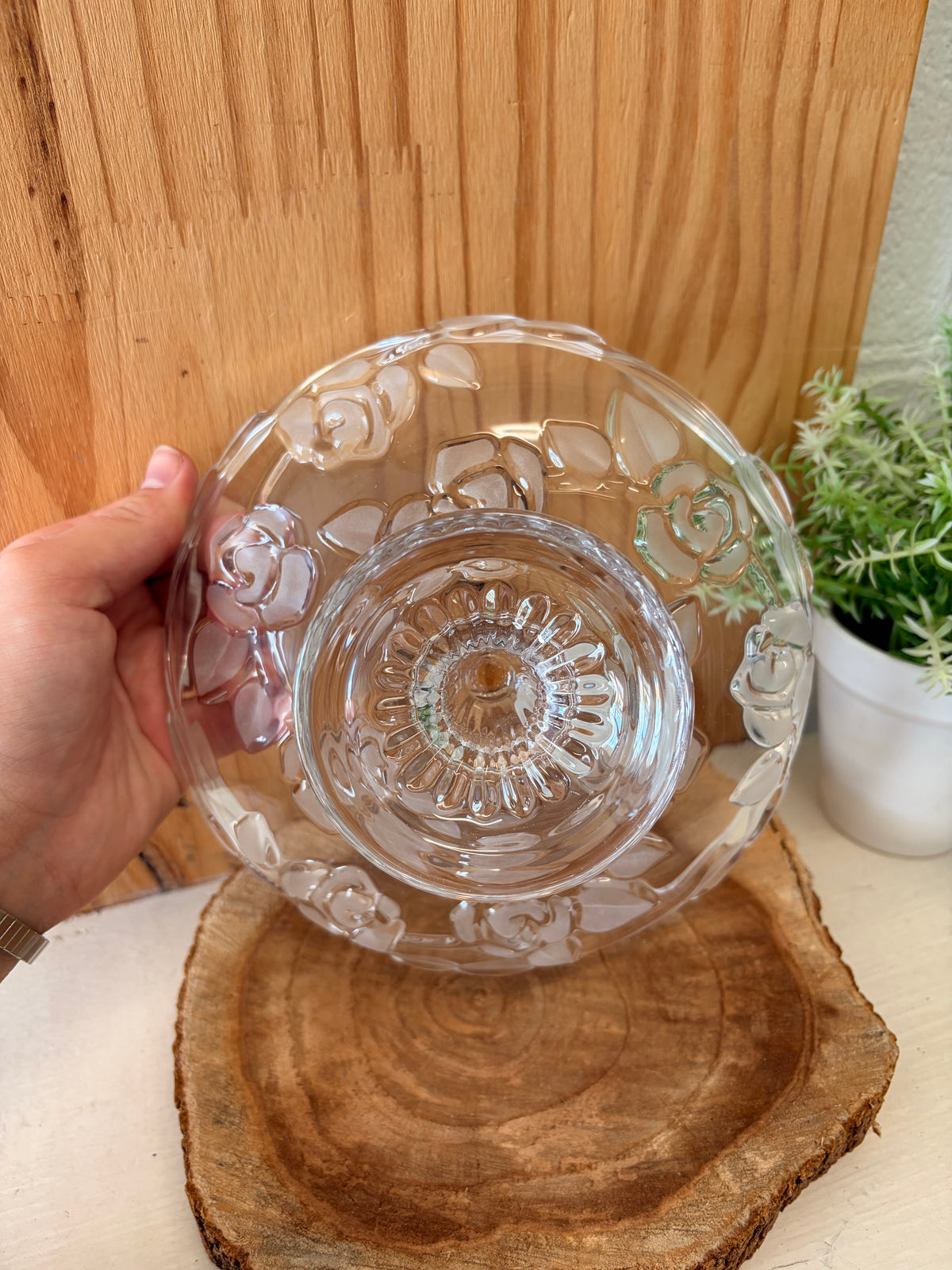 Vtg Waltherglas Floral Pedestal Dish (Local Pick Up Only)