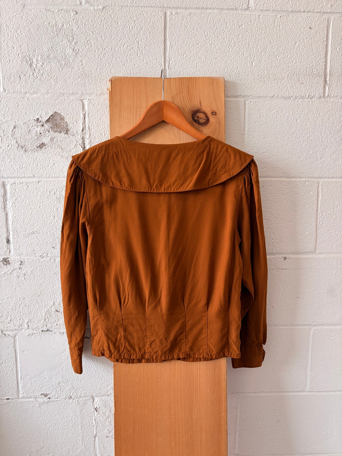 Brown Button Down Blouse : S/M