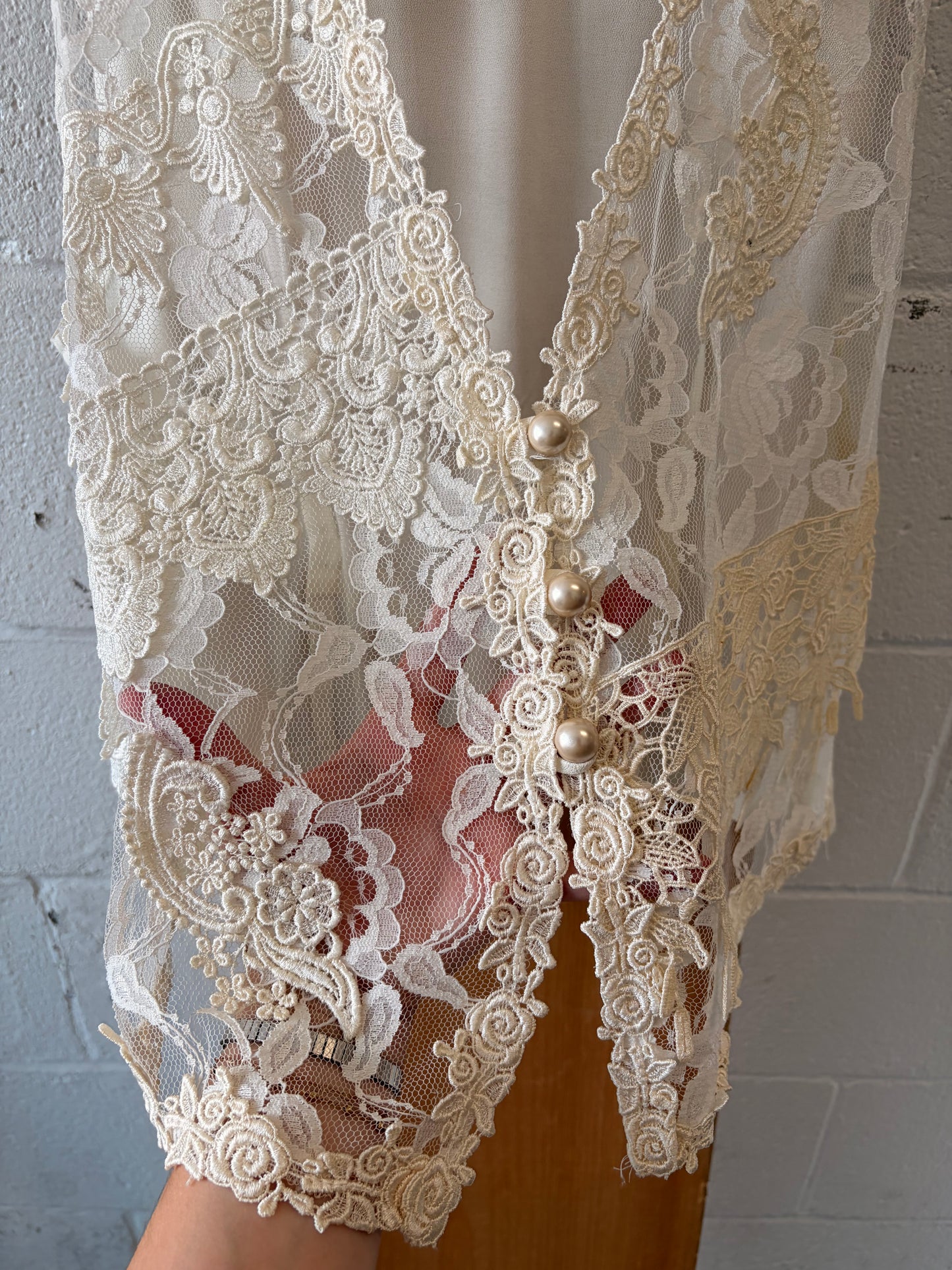 Vtg Sheer Lace Vest : M