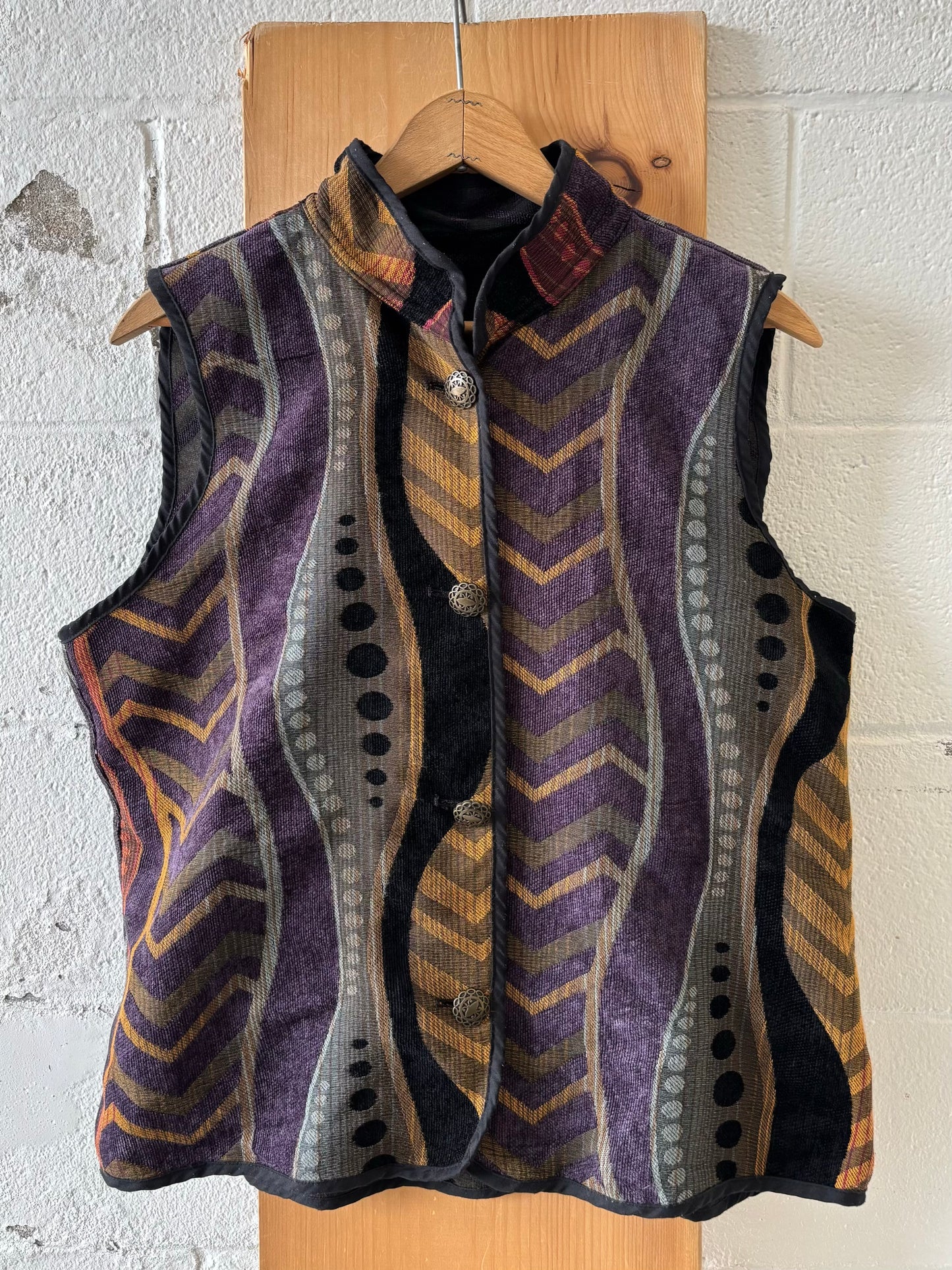 Vtg Reversible Patterned Vest : M