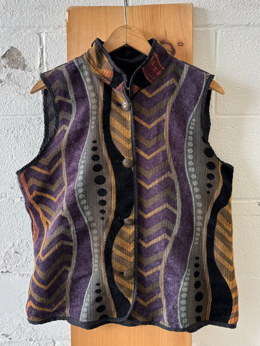 Vtg Reversible Patterned Vest : M