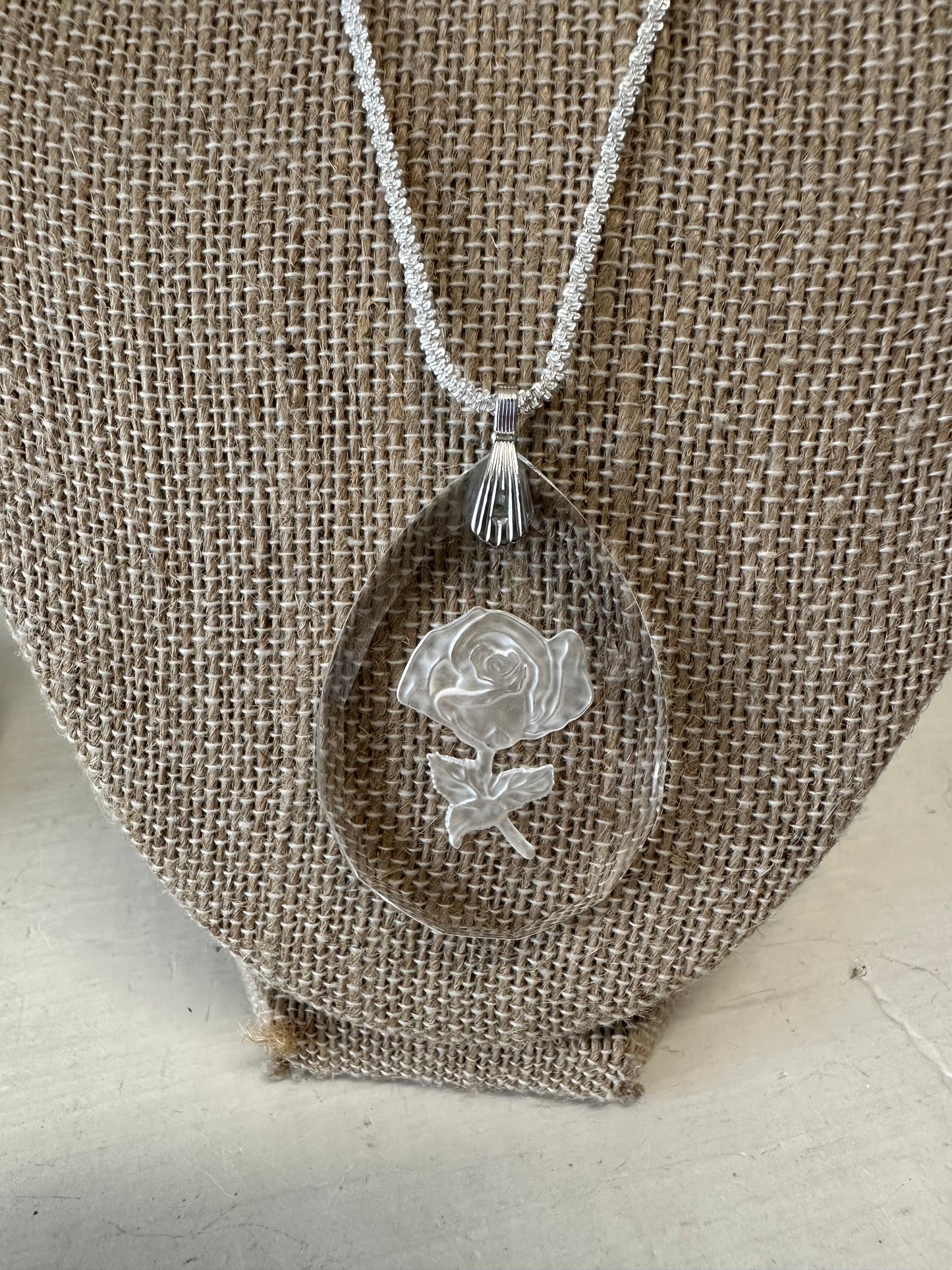 Etched Rose Pendant Necklace