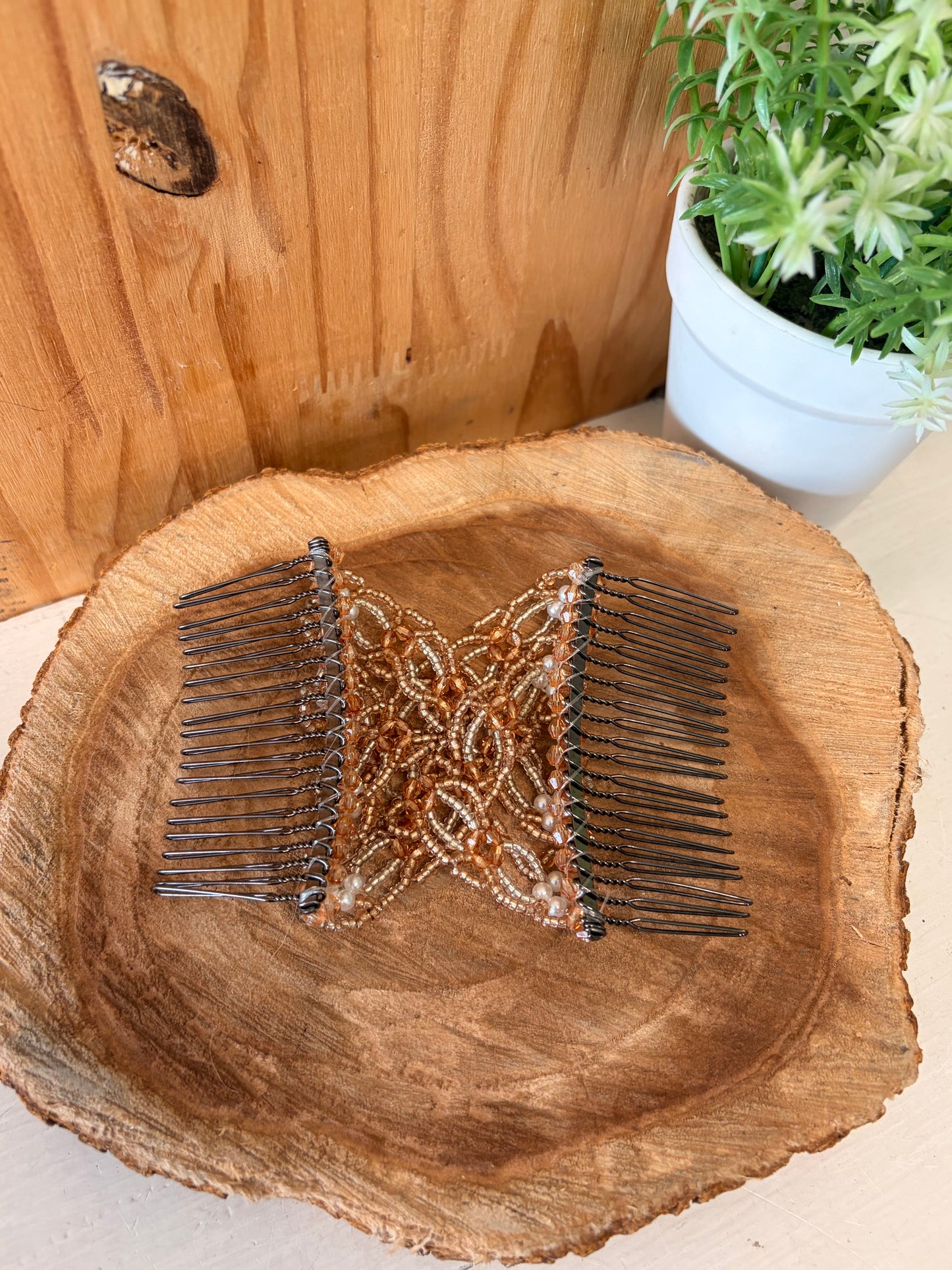 Beaded Double Comb Hair Clip
