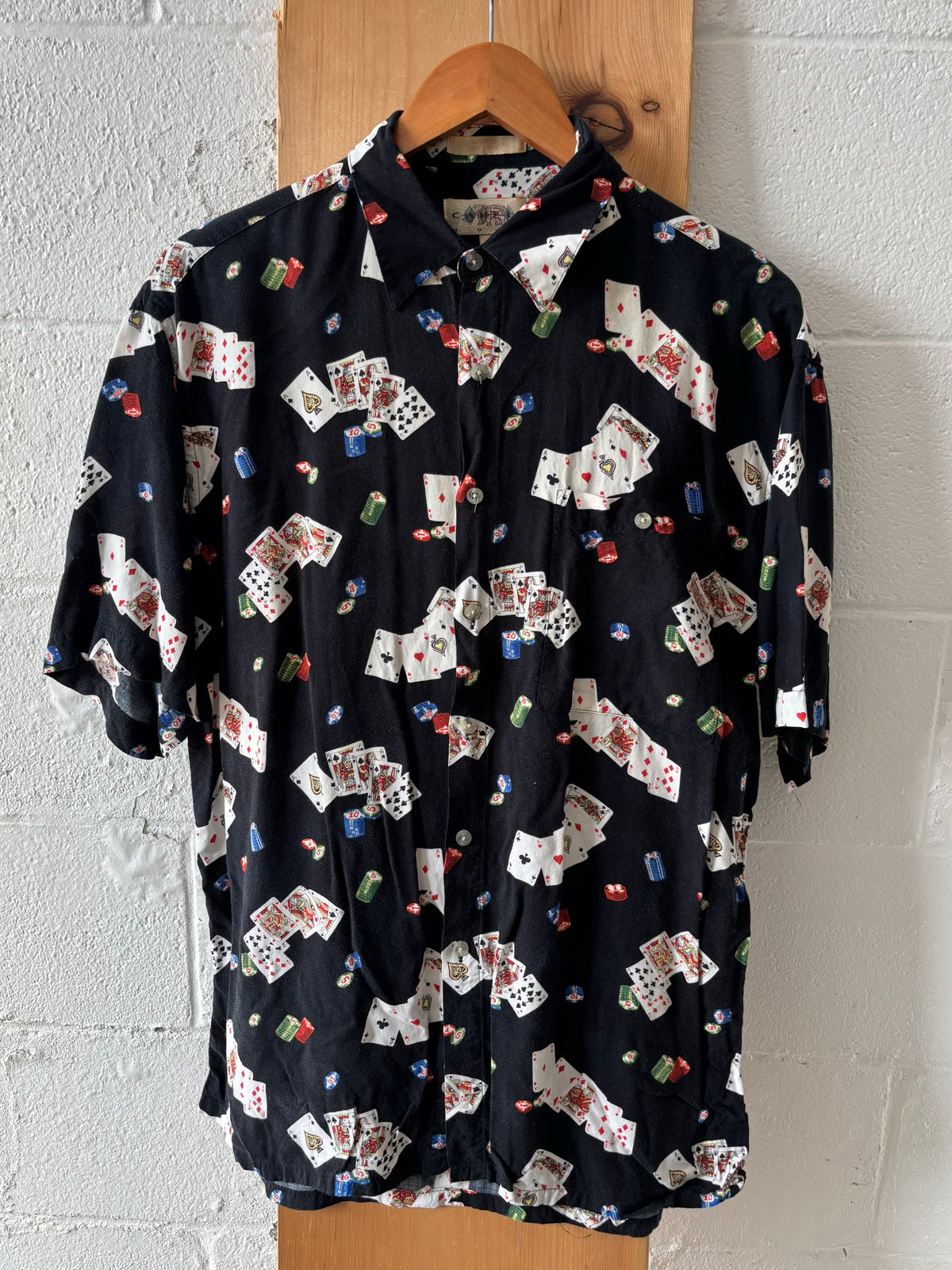 Vtg Card Button Up Short Sleeve Top : M