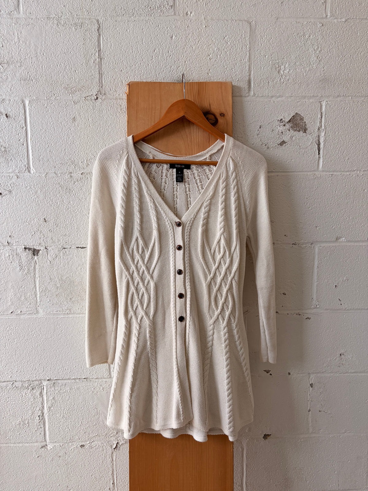Long Knit Cream Cardigan : M