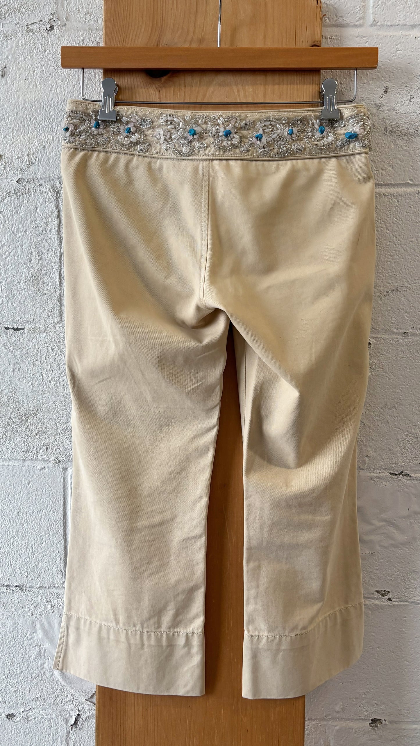 Beaded Cropped Pants : 30” W