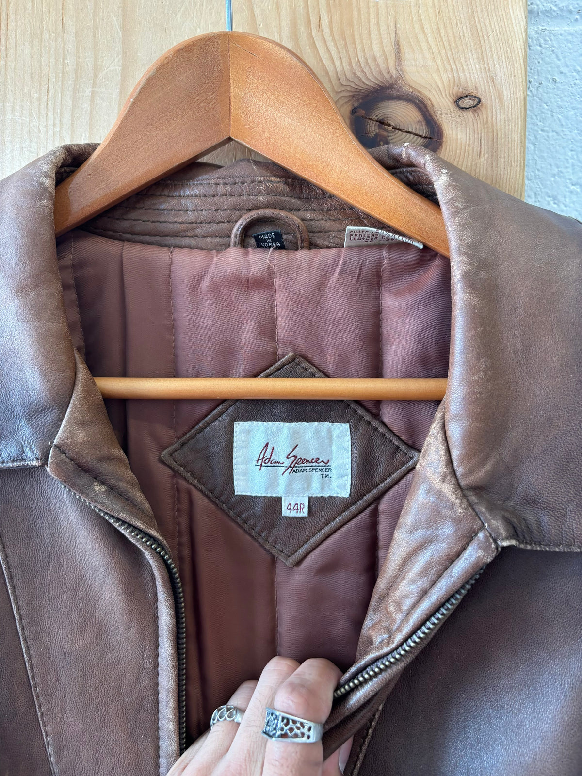 Vtg Adam Spencer Leather Jacket : Size 44 R