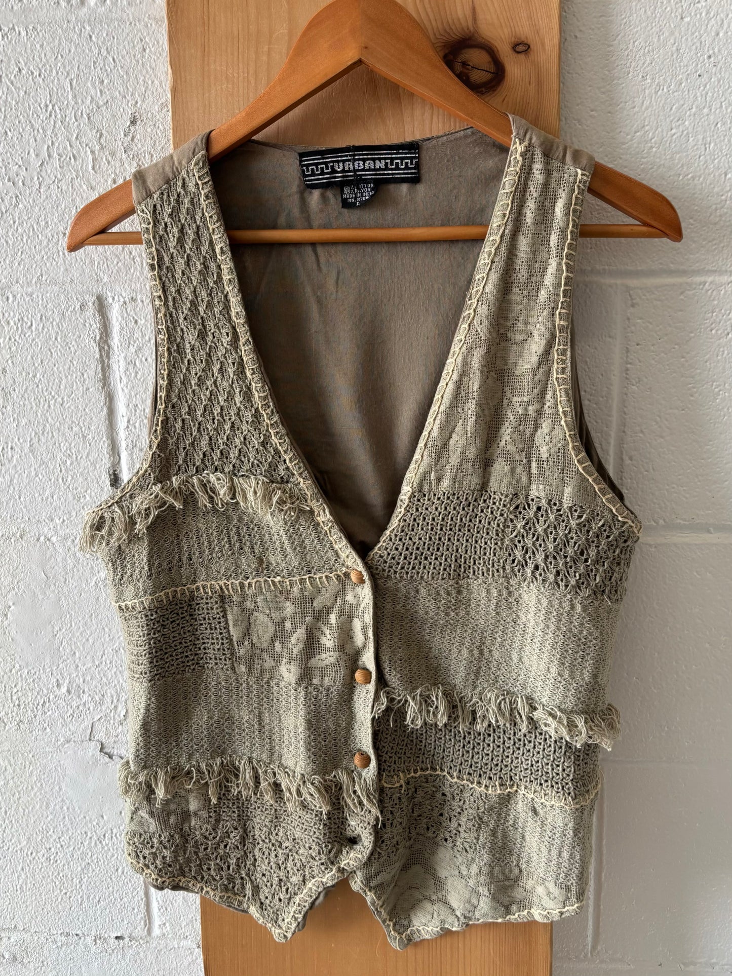 Boho Green Vest : L