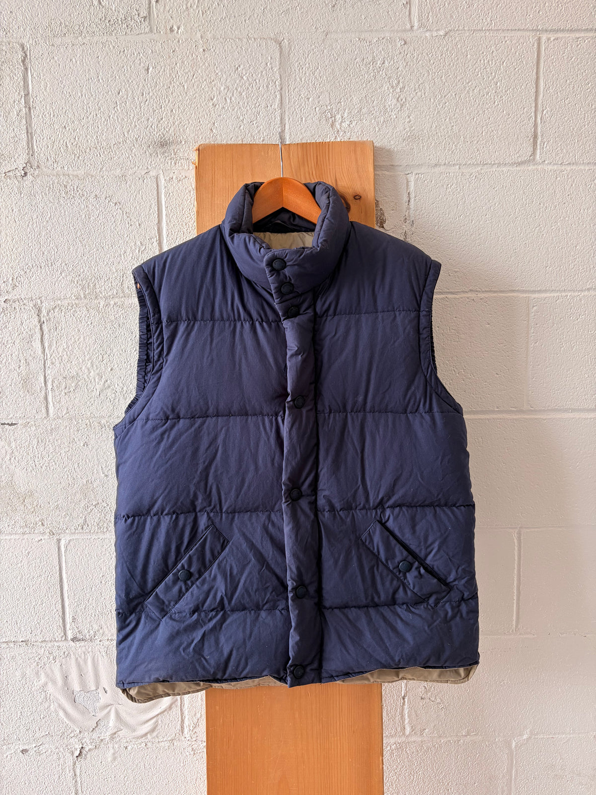 Vtg Rugged Navy Puffer Vest : M