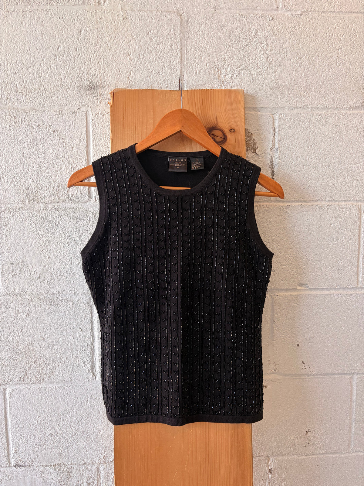 Black Beaded Tank : M
