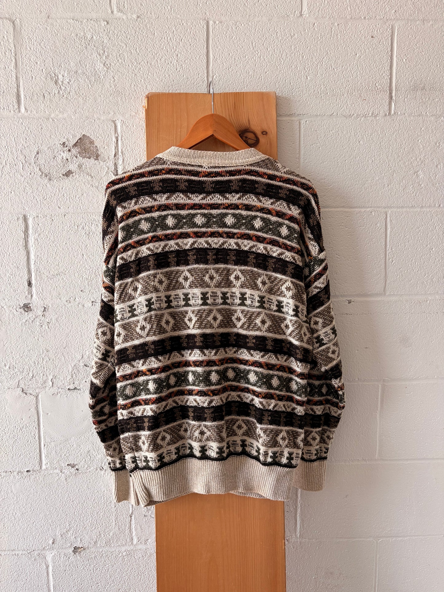 Vtg Jantzen Patterned Knit Cardigan : M
