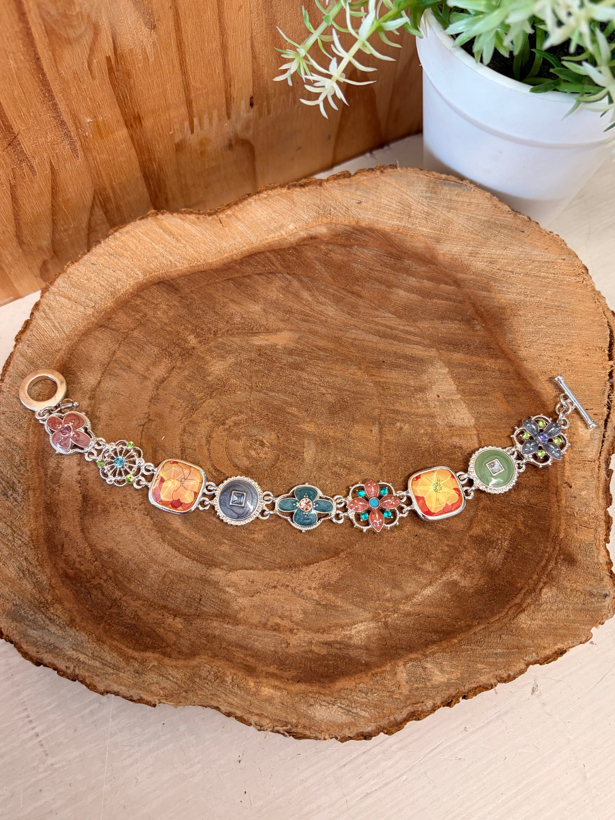 Napier Floral Link Charm Bracelet
