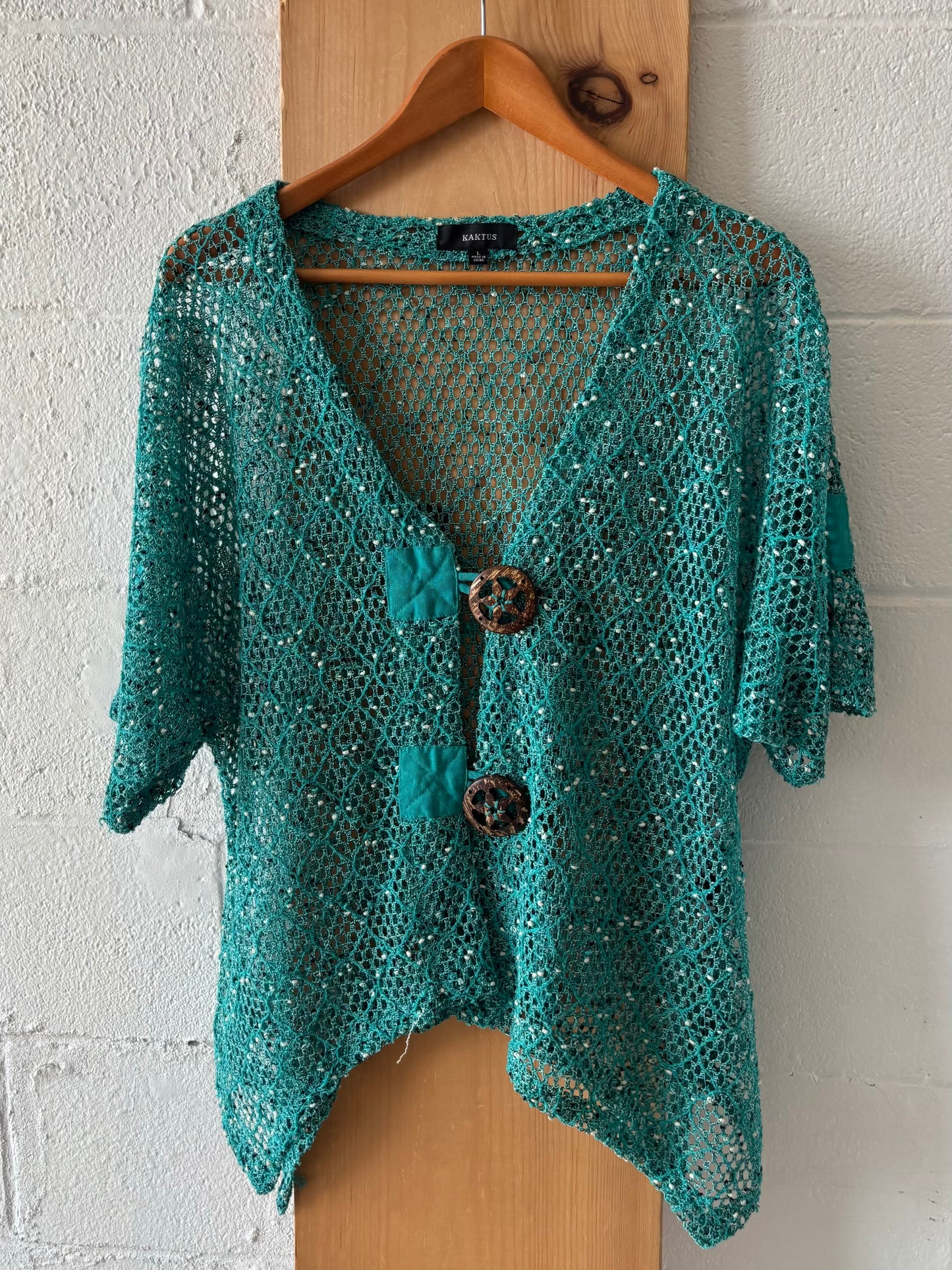 Aqua Blue Mesh Cardigan : L