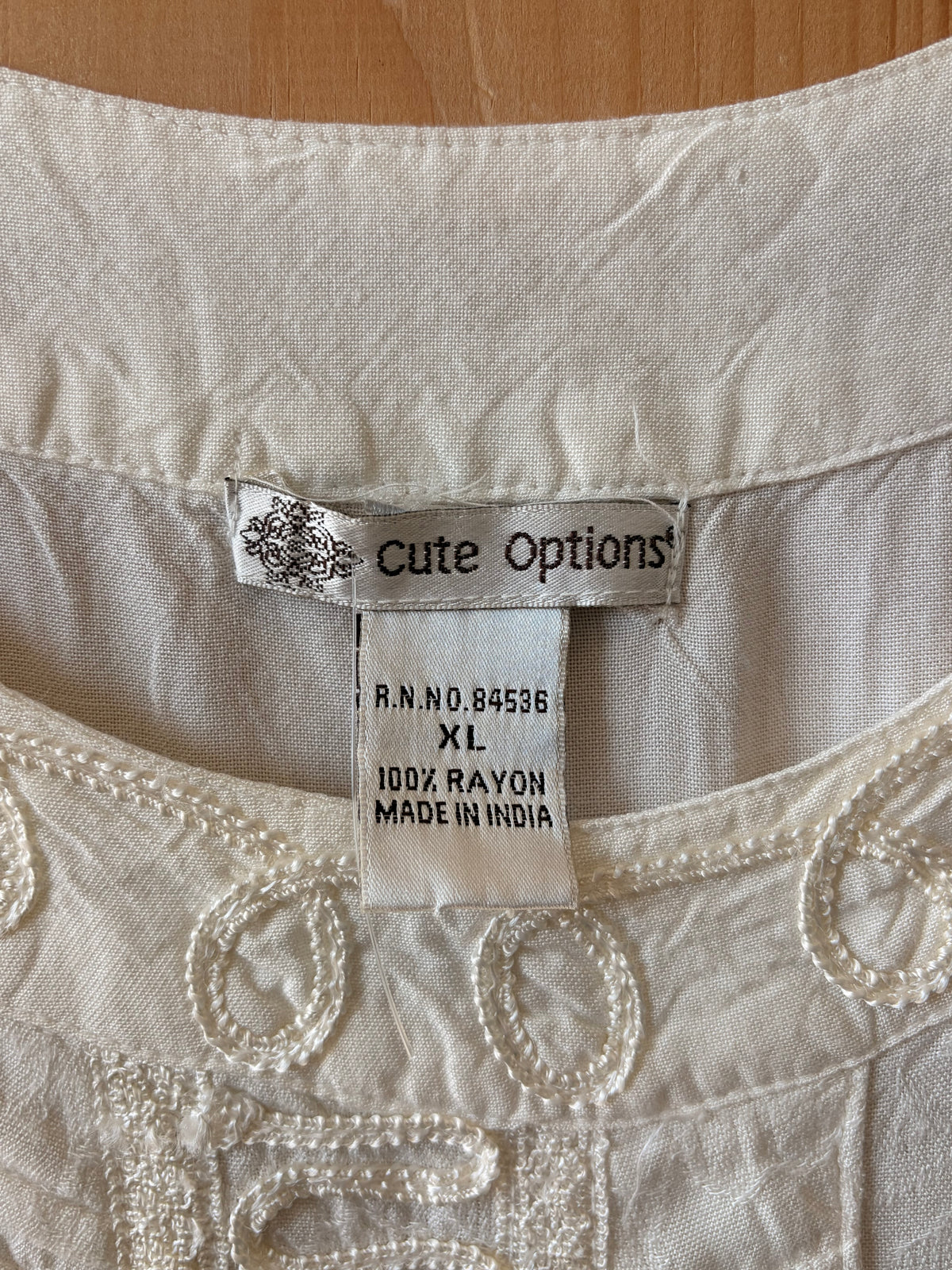 Boho Embroidered Ivory Dress : XL