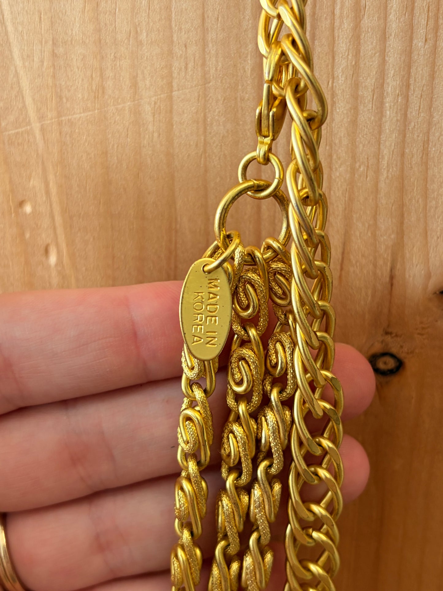 Gold Tone Layered Chain Belt