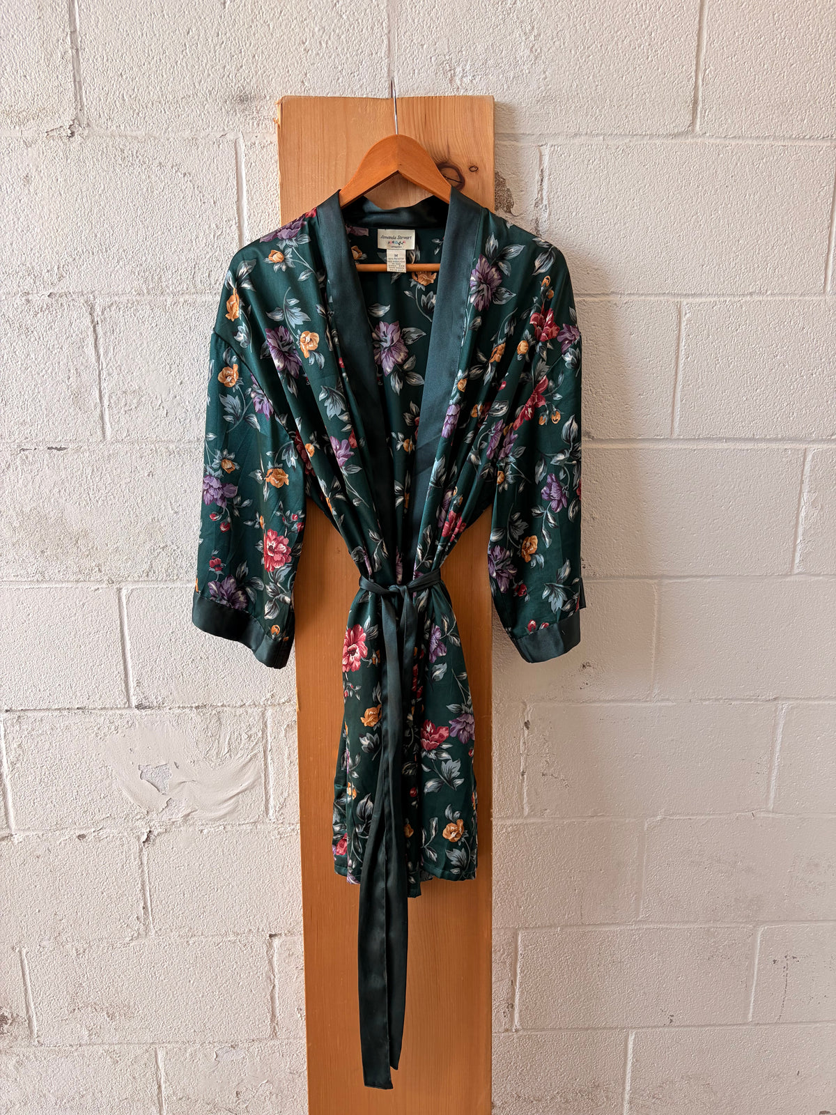 Vtg Floral Green Robe : M