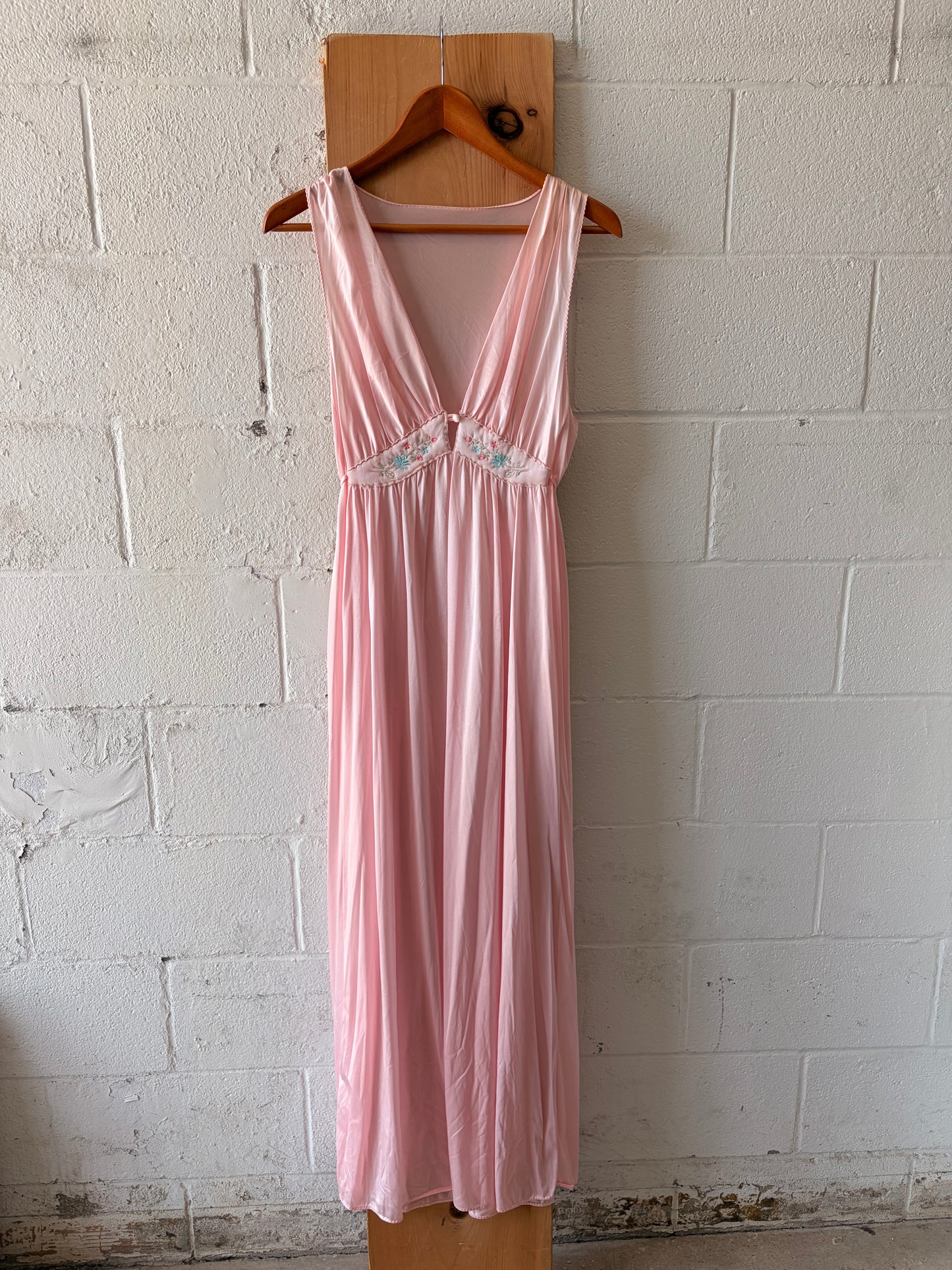 Vtg Lorraine Floral Pink Nightgown & Robe Set : M