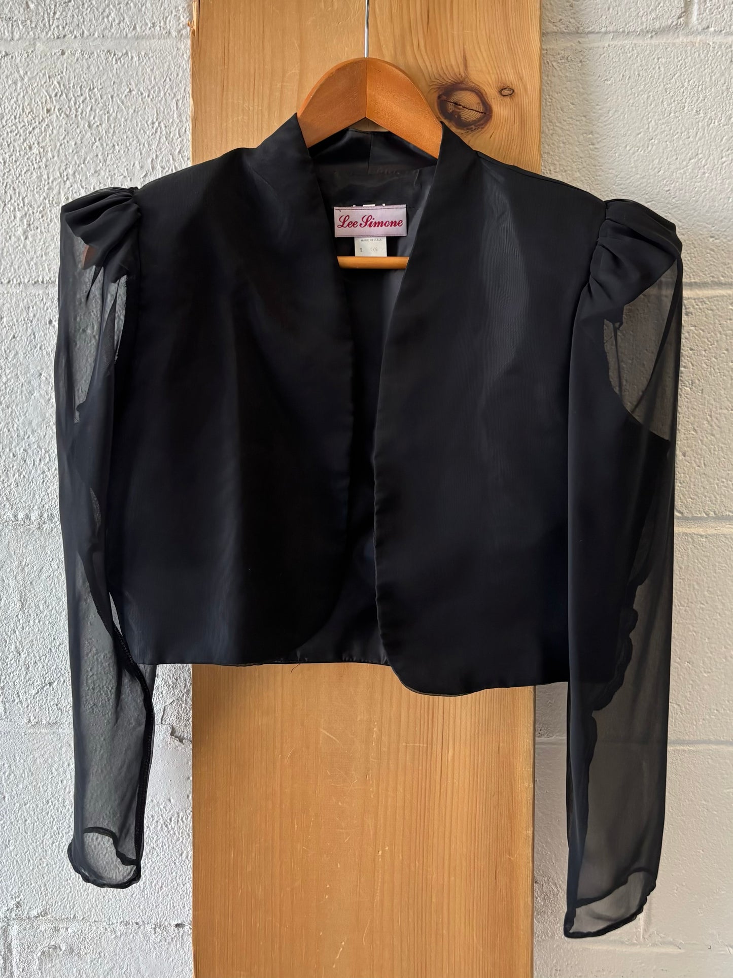 Vtg Cropped Sheer Puff Sleeve Jacket : 5/6