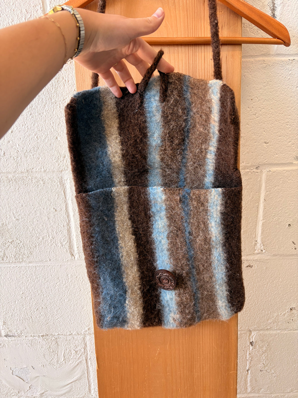 Striped Fuzzy Wool Purse