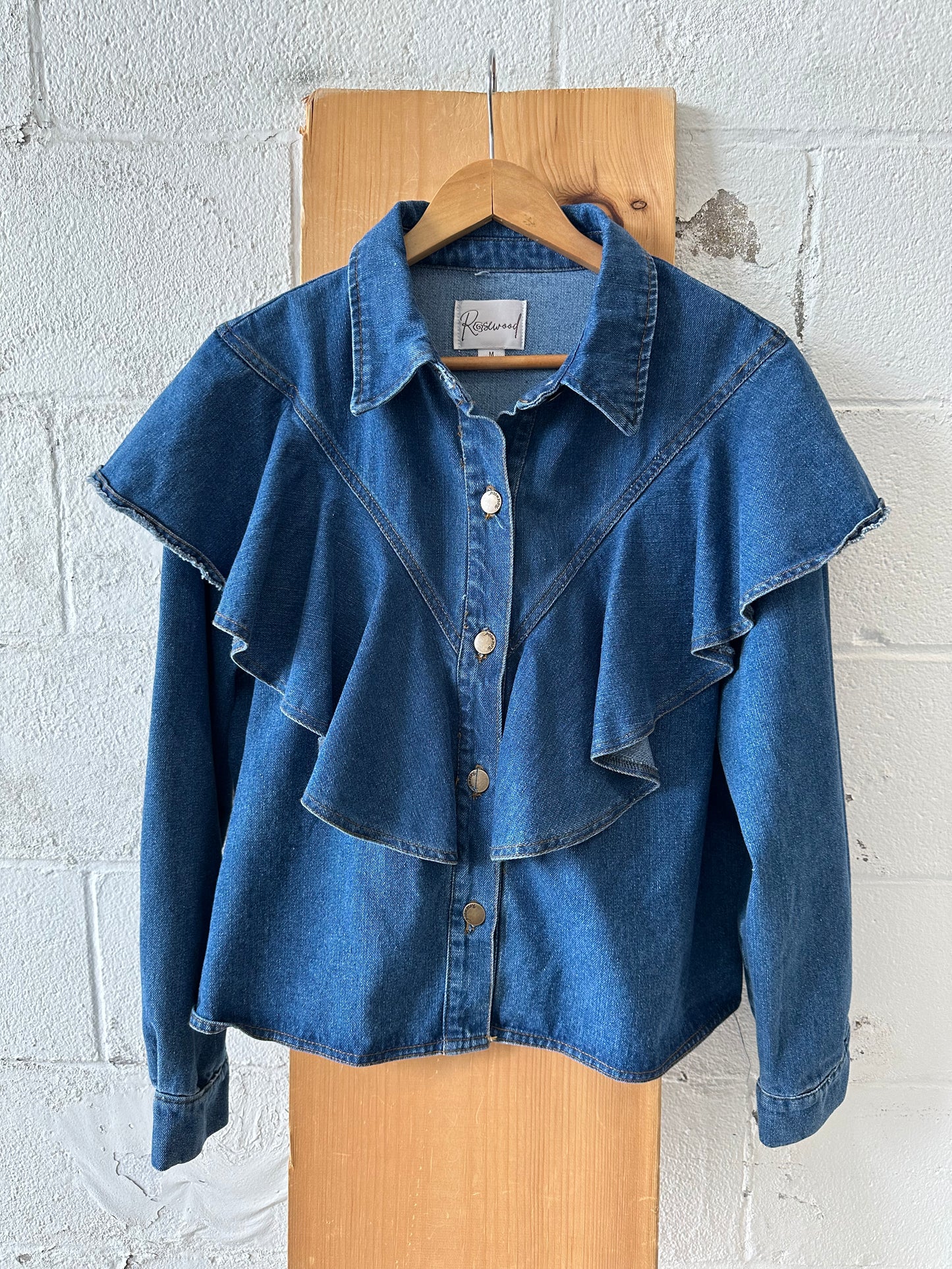 Denim Statement Collar Top : M