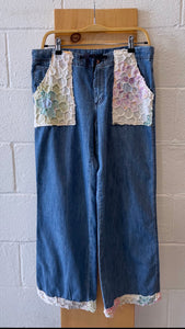 WHSE479 Exclusive Quilt Patchwork Eddie Bauer Jeans : 34” W