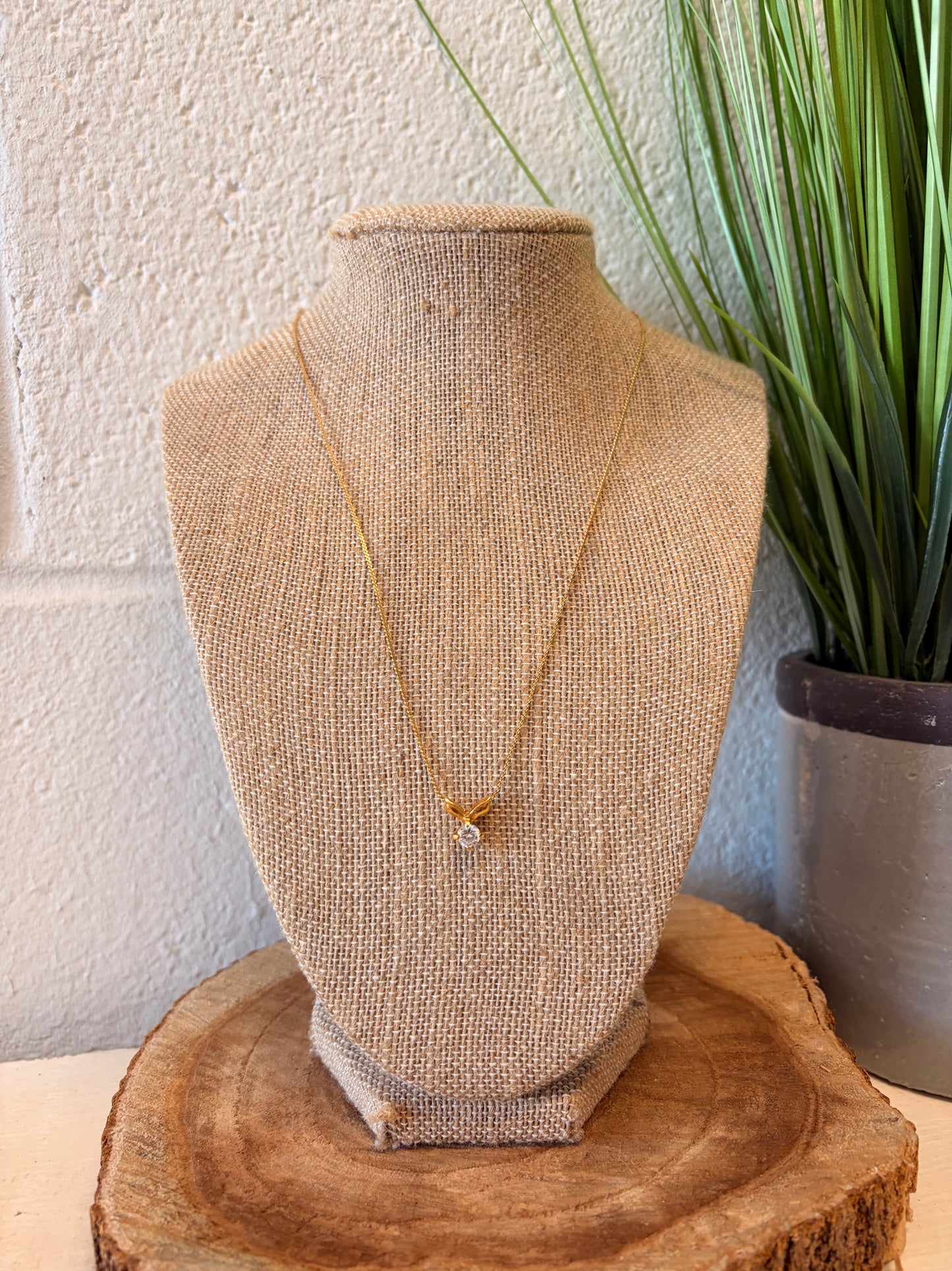 Gold Tone Bunny Ear Necklace