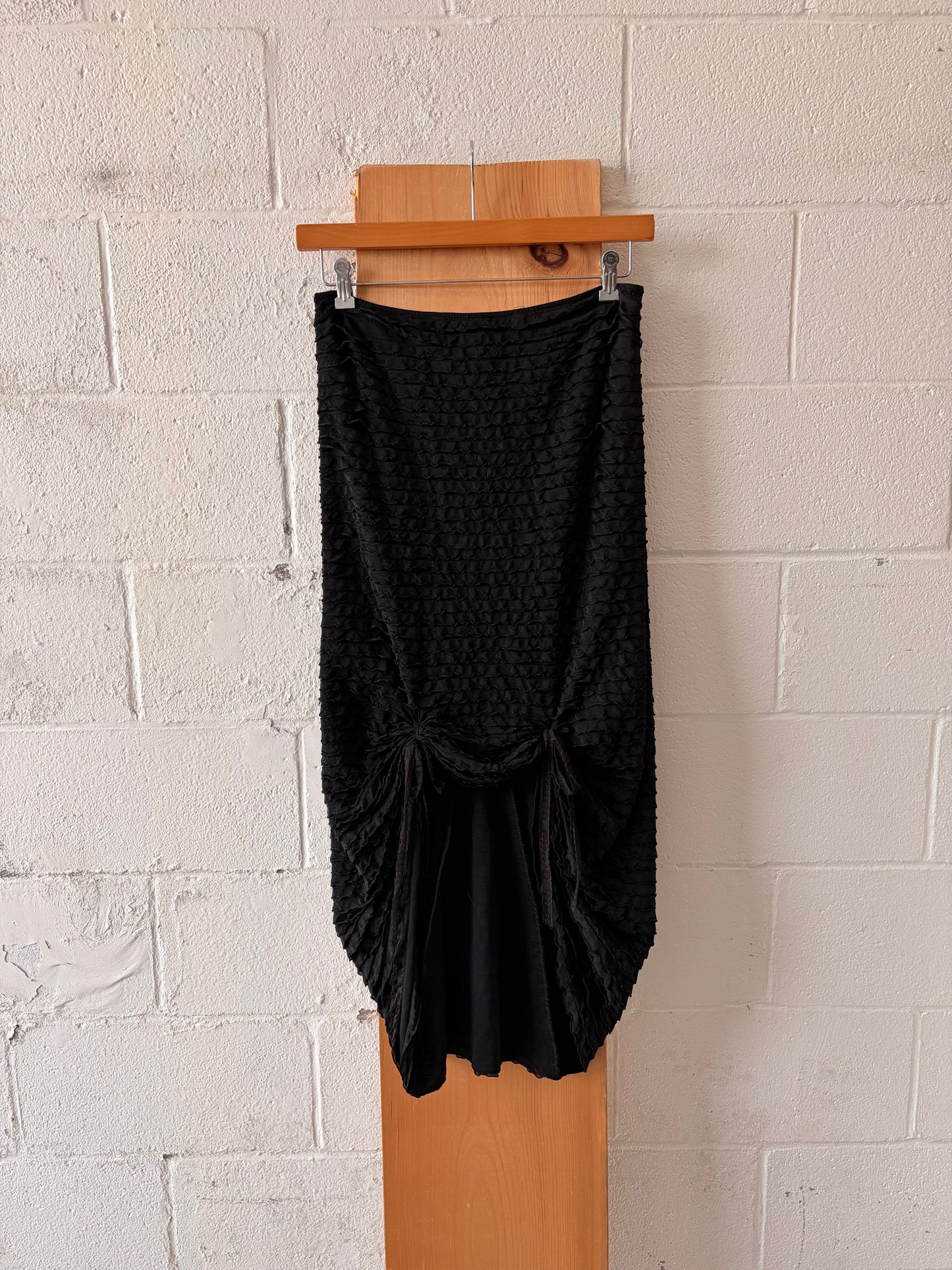 Vtg Textured Black Gathered Skirt : 2
