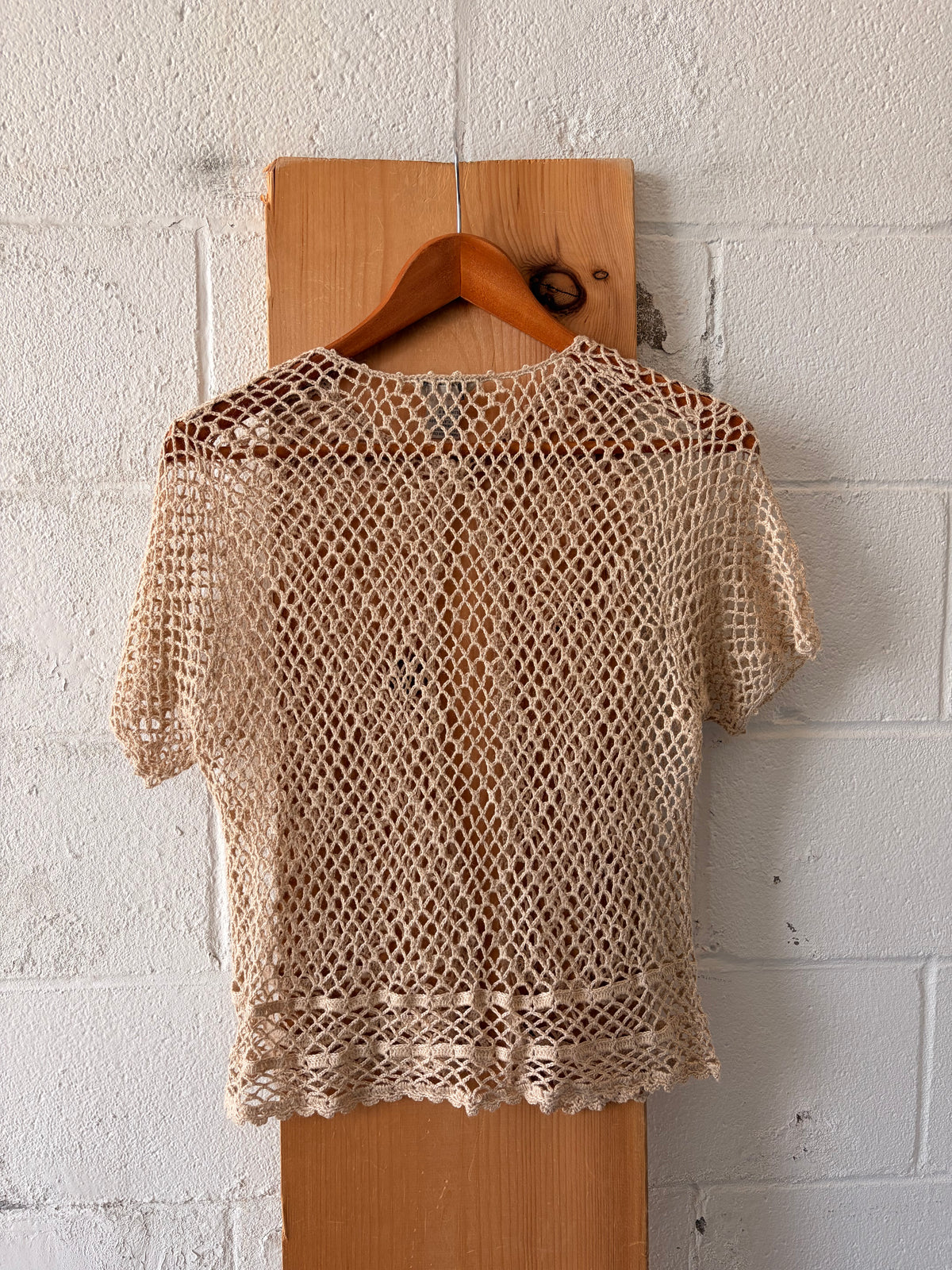 Tan Crochet Cardigan : L