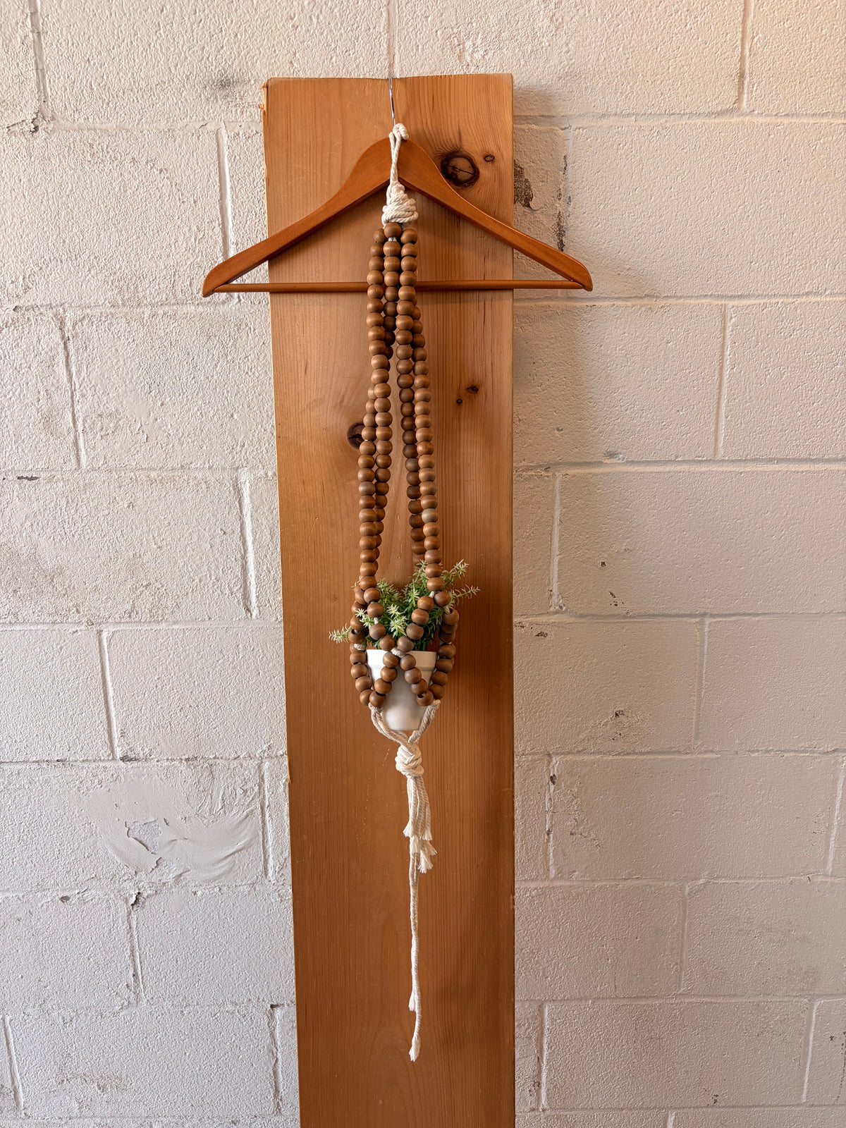 Wooden Beaded Macramé Plant Hanger