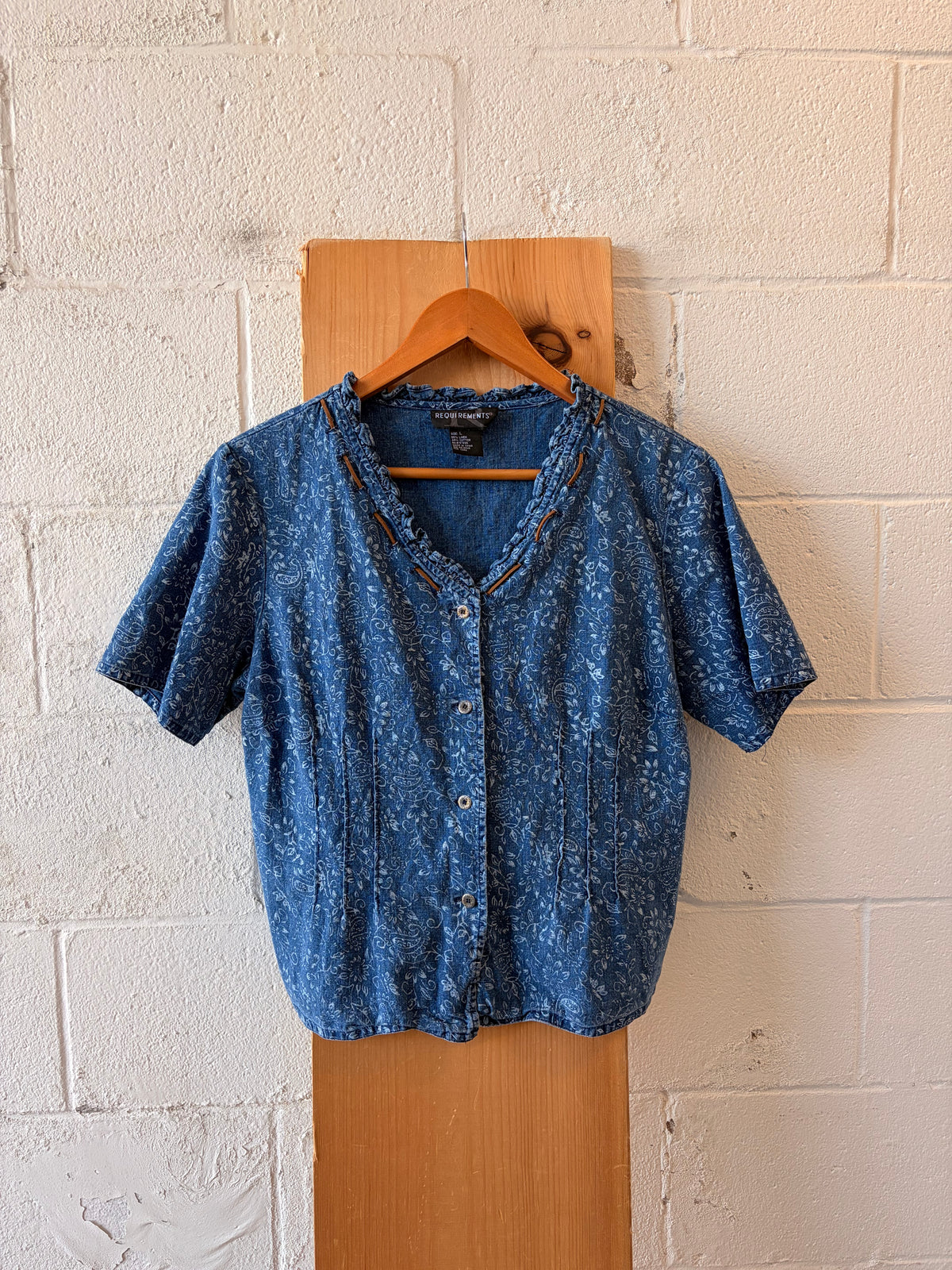 Floral Denim Blue Top : L