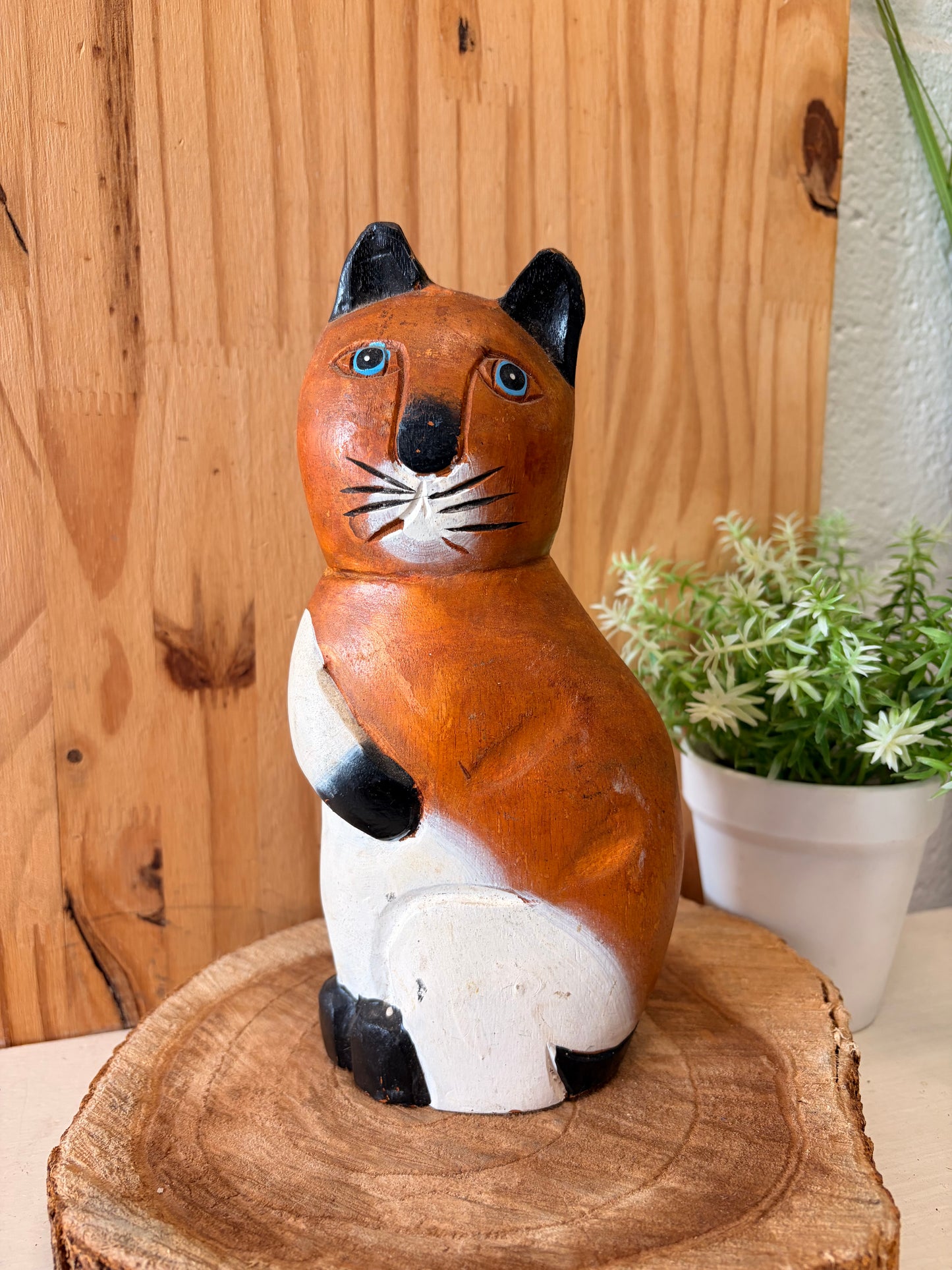Wooden Cat Figure