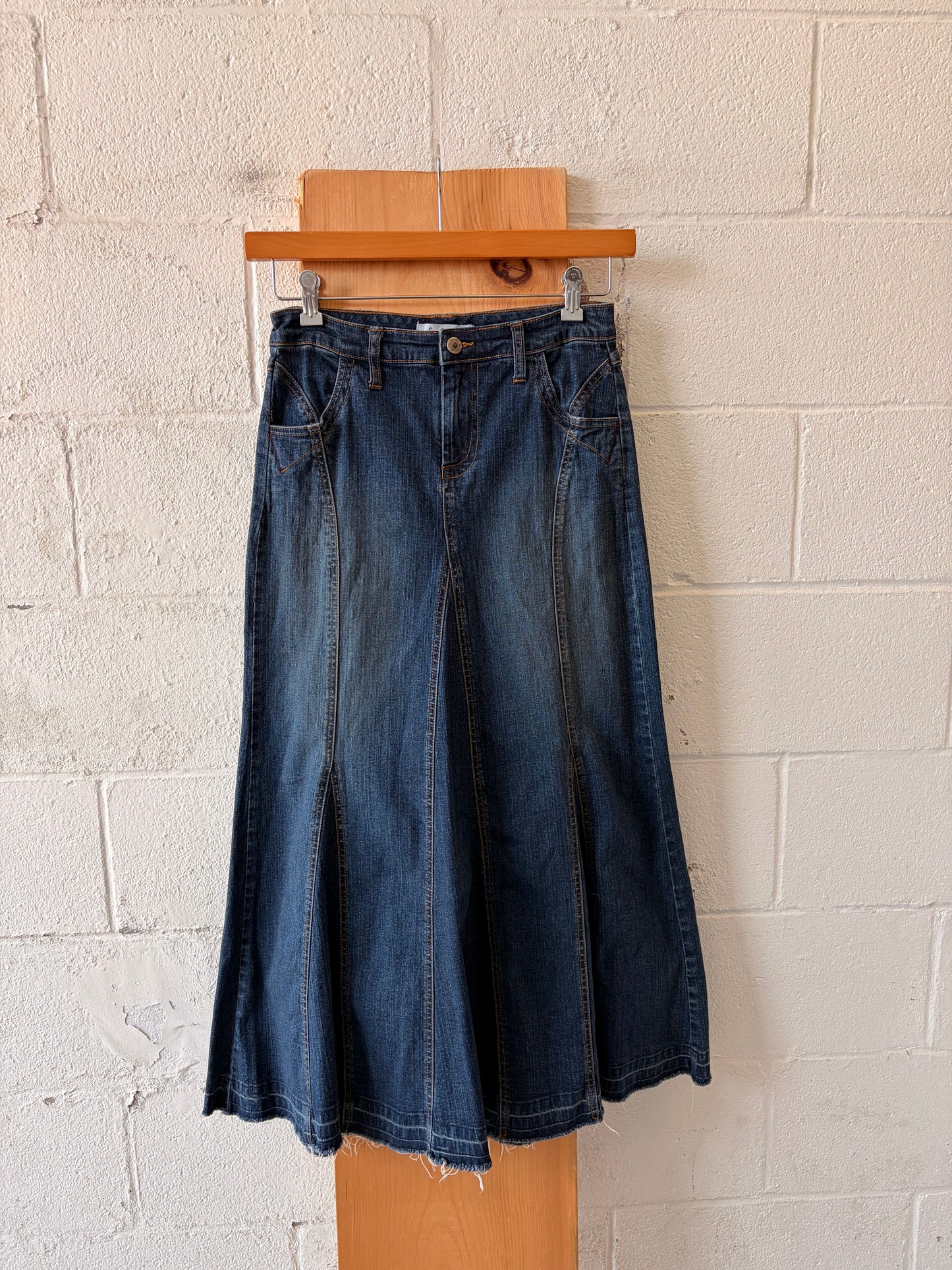 Long Dark Wash Denim Skirt : 2