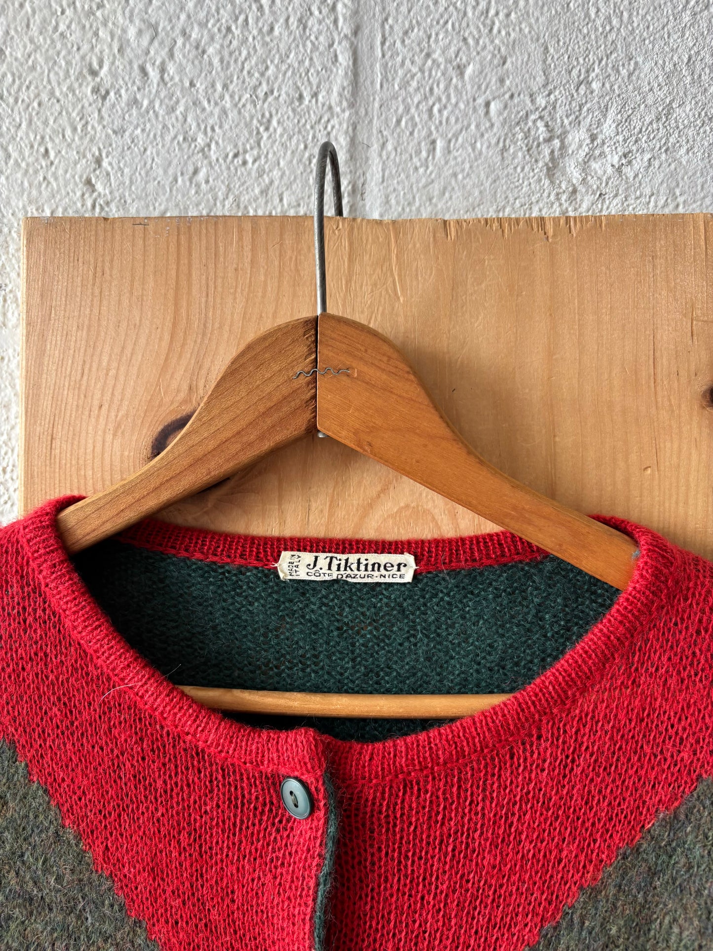 Vtg Red & Green Cardigan : L