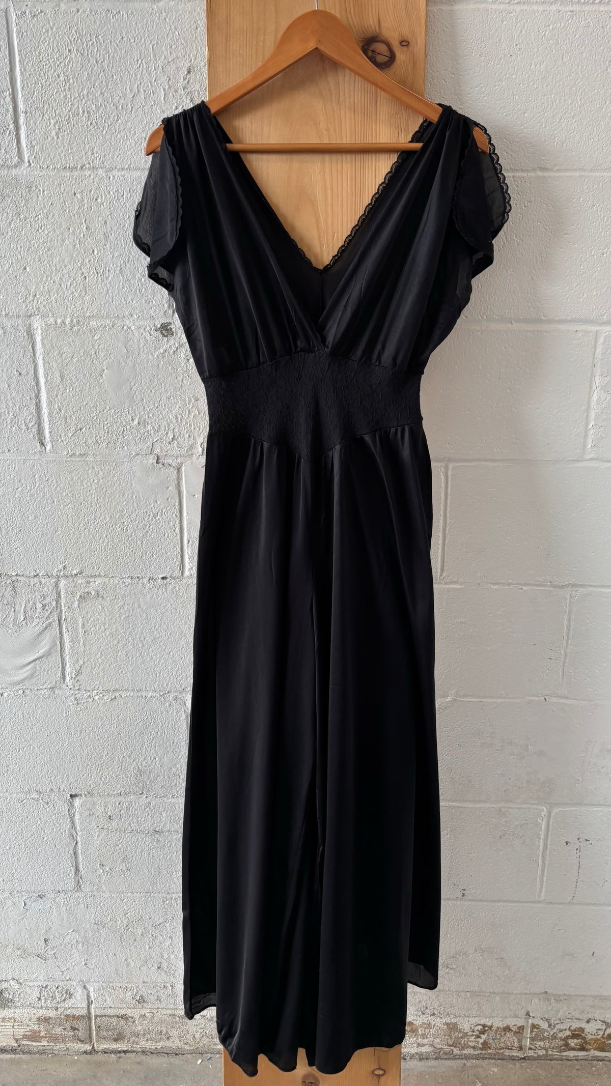 Vtg Black Jumpsuit Sleepwear : M