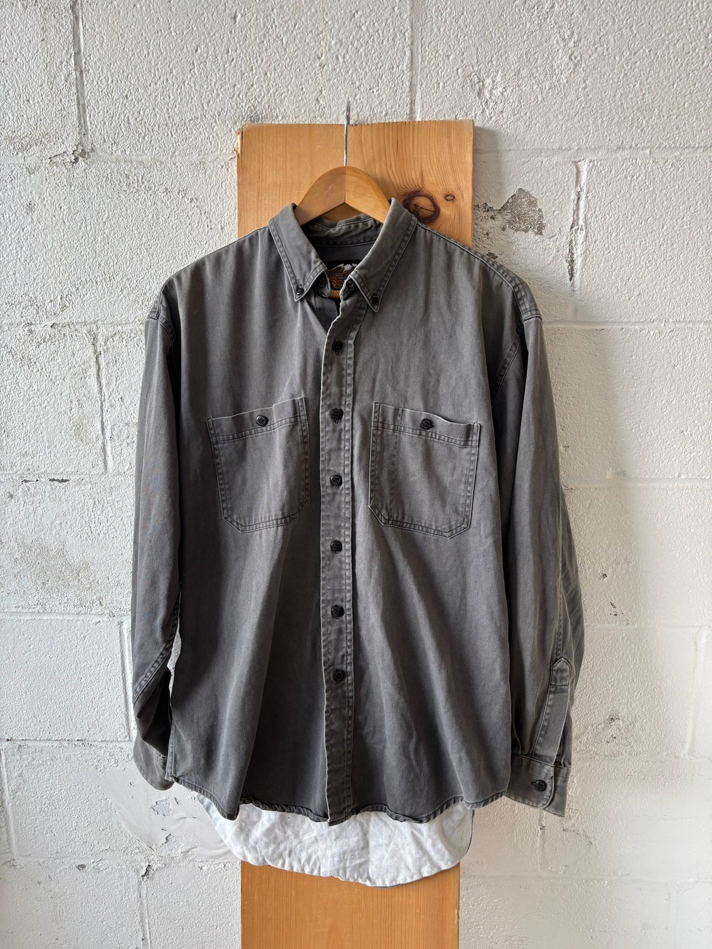 Vtg Harley Long Sleeve Work Shirt : L