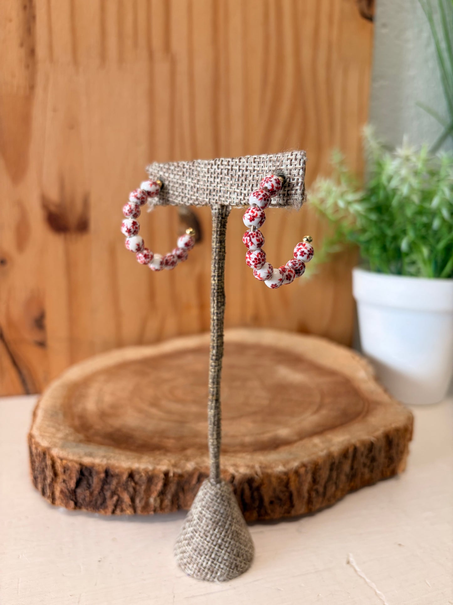 Floral Beaded Hoops