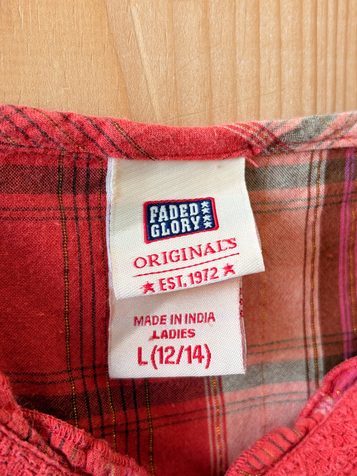 Vtg Plaid Pink Faded Glory Tank : M/L